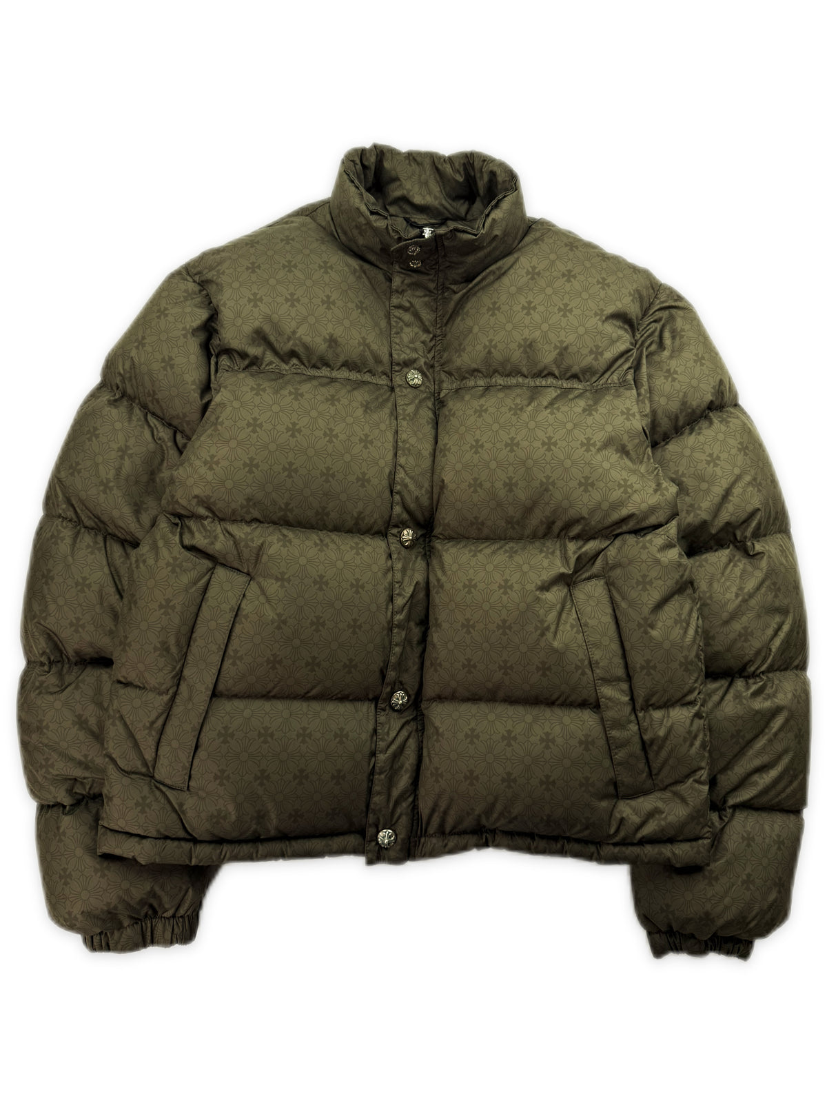 Chrome Hearts Olive Green Monogram Down Fill Puffer Jacket