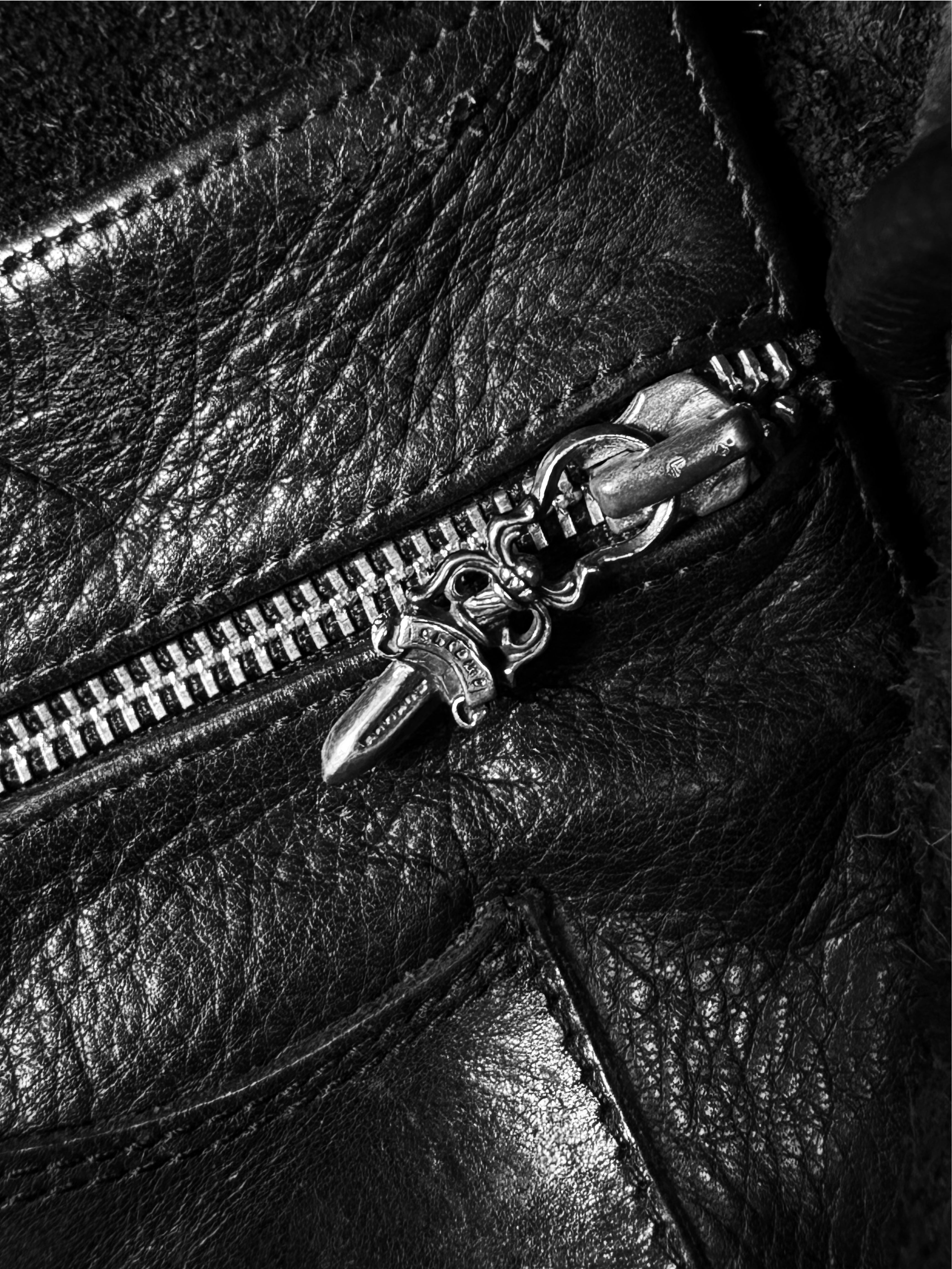 Chrome Hearts Gunslinger Black Leather .925 Silver Crossbody Bag