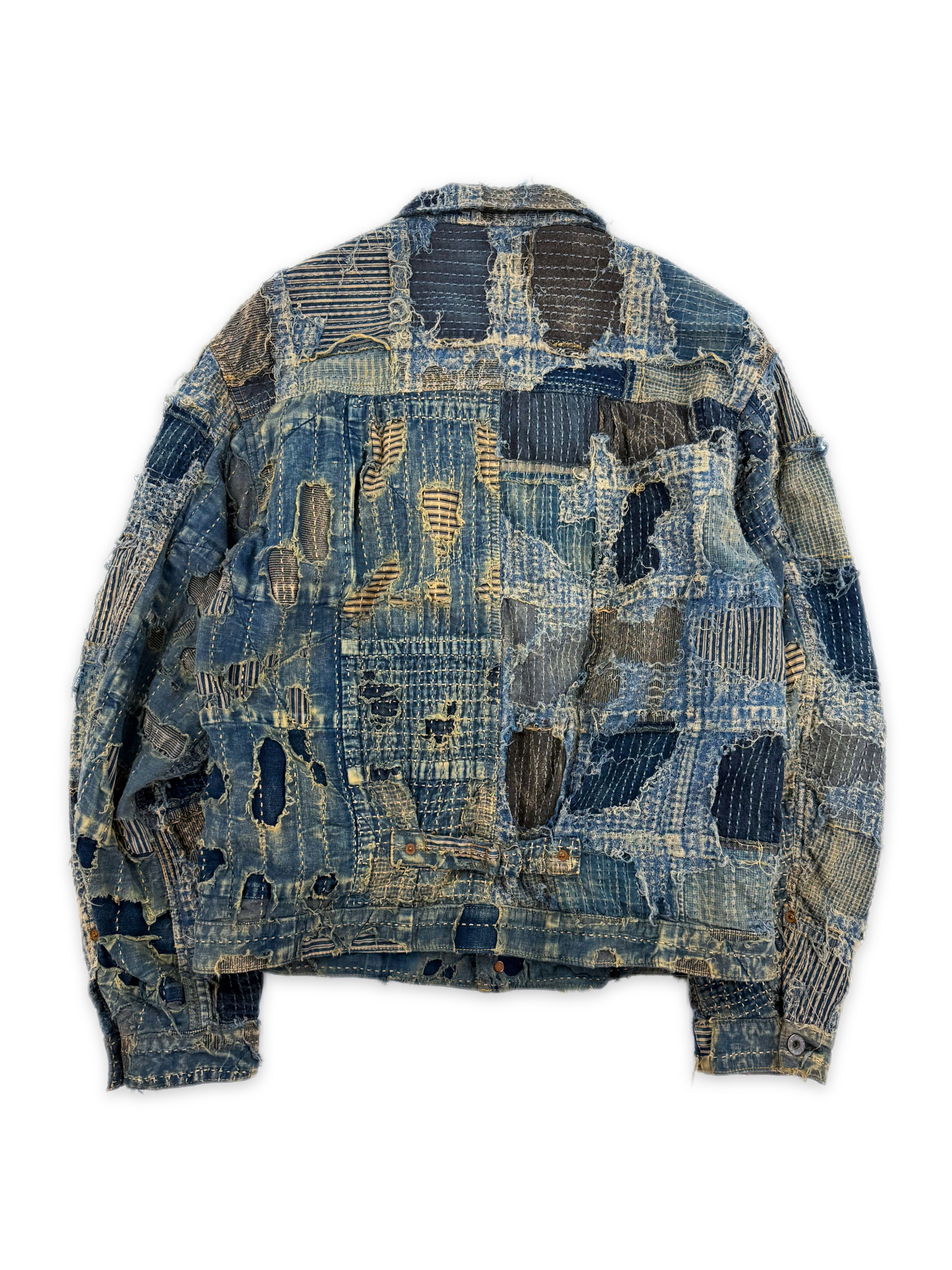 AW24 Kapital ‘Spring 1st’ Boro Stitch Blue Denim Trucker Jacket