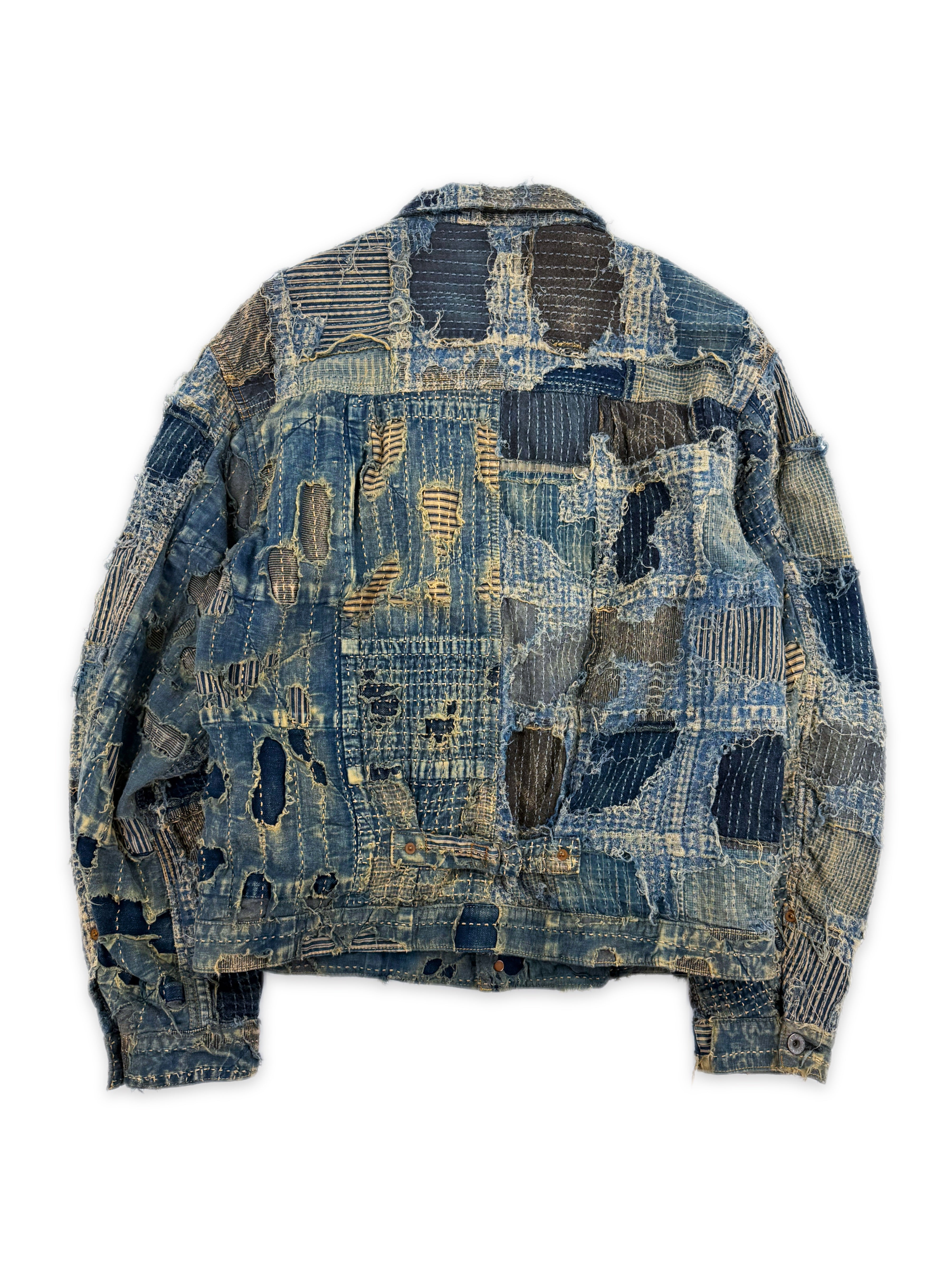 AW24 Kapital ‘Spring 1st’ Boro Stitch Blue Denim Trucker Jacket