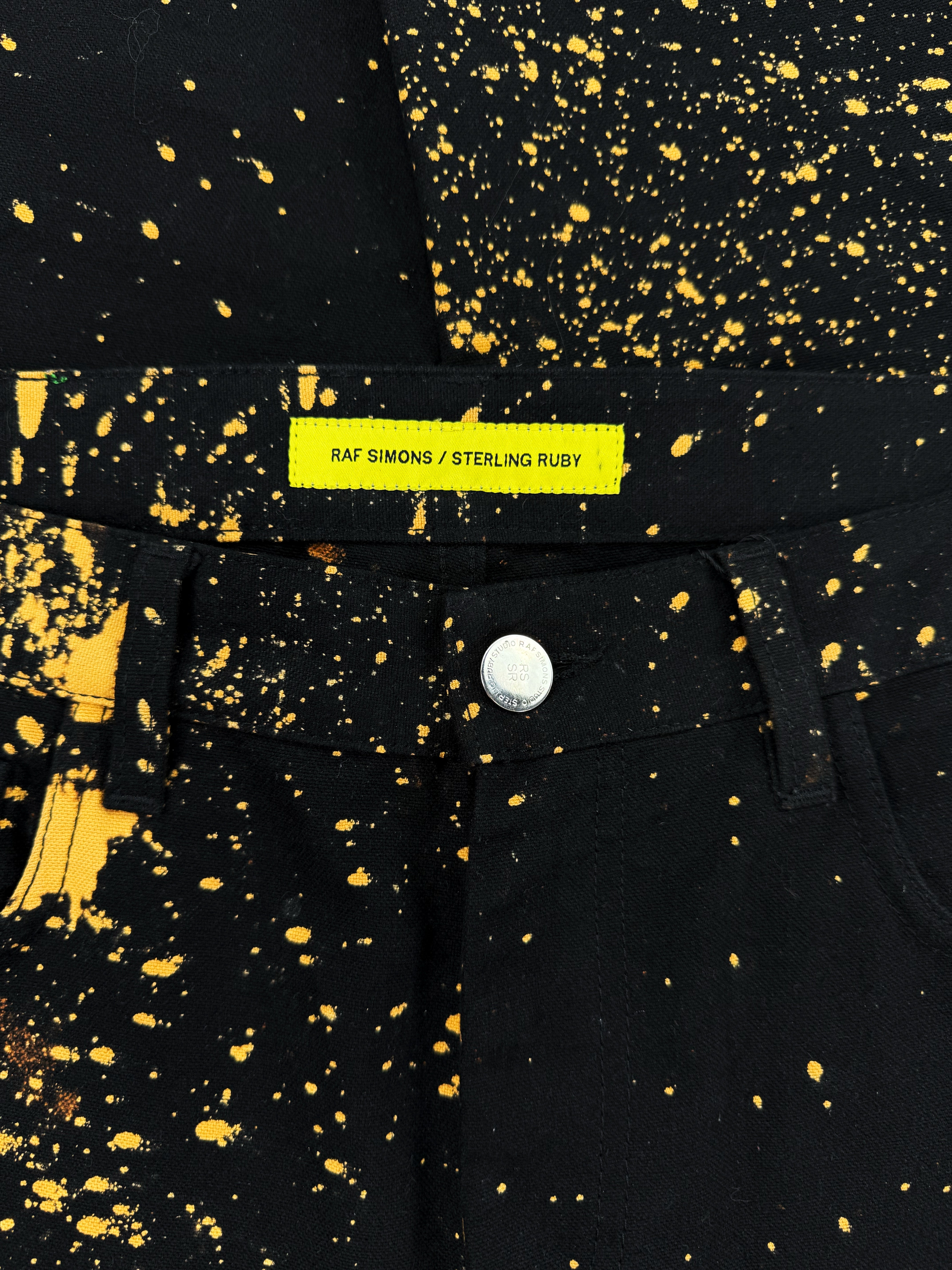 AW14 RAF SIMONS X STERLING RUBY BLEACH YELLOW DENIM JEANS