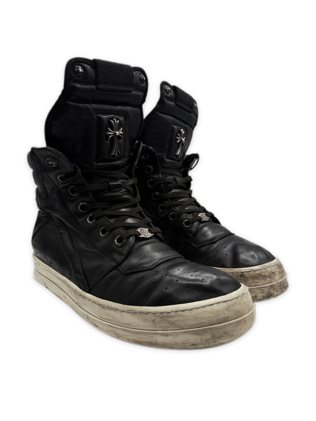 Chrome Hearts x Rick Owens Geobasket Cross Dagger Zip Sneakers