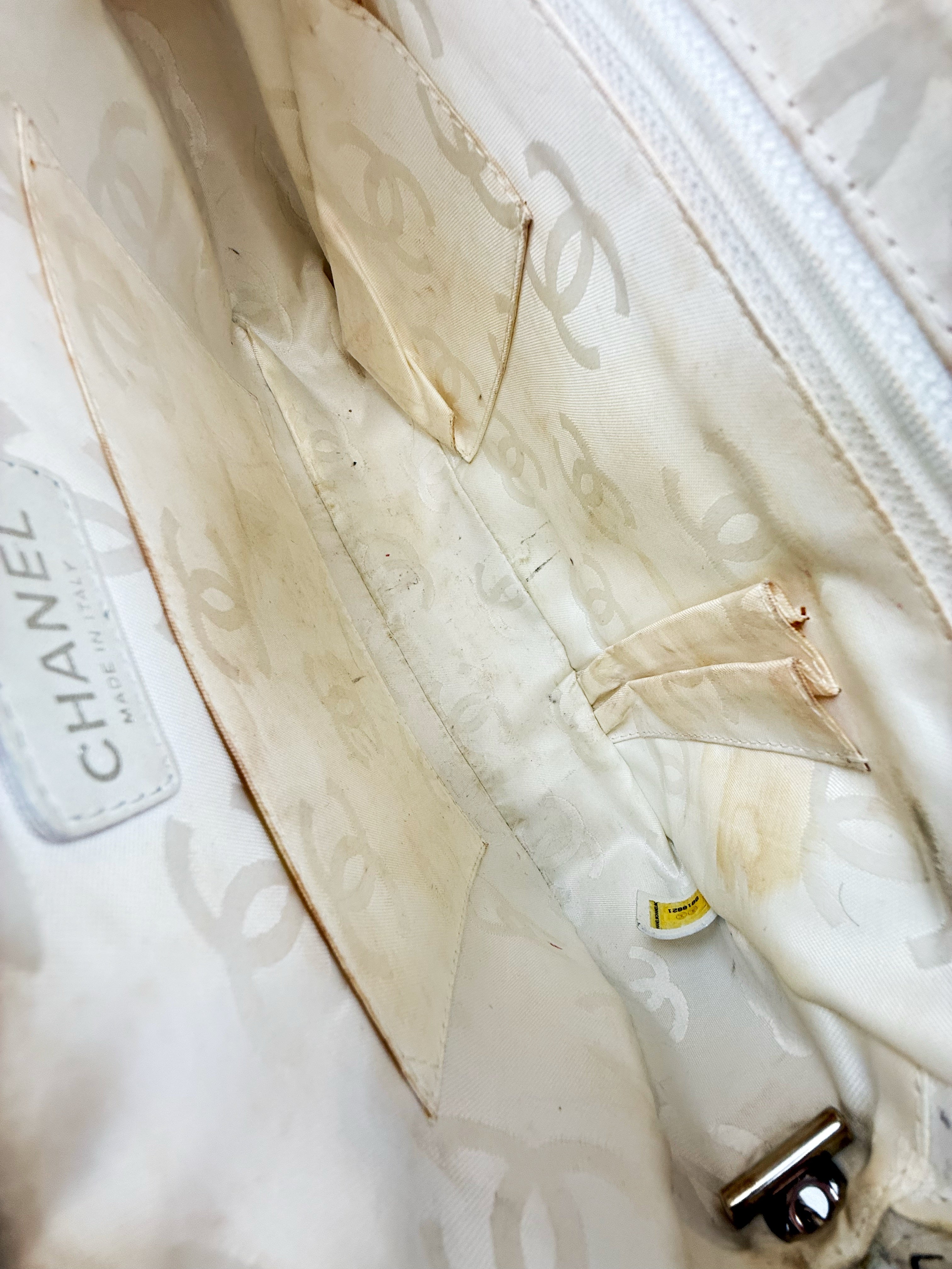 Chanel Python CC Logo Quilted Ligne Cambon Leather Bag