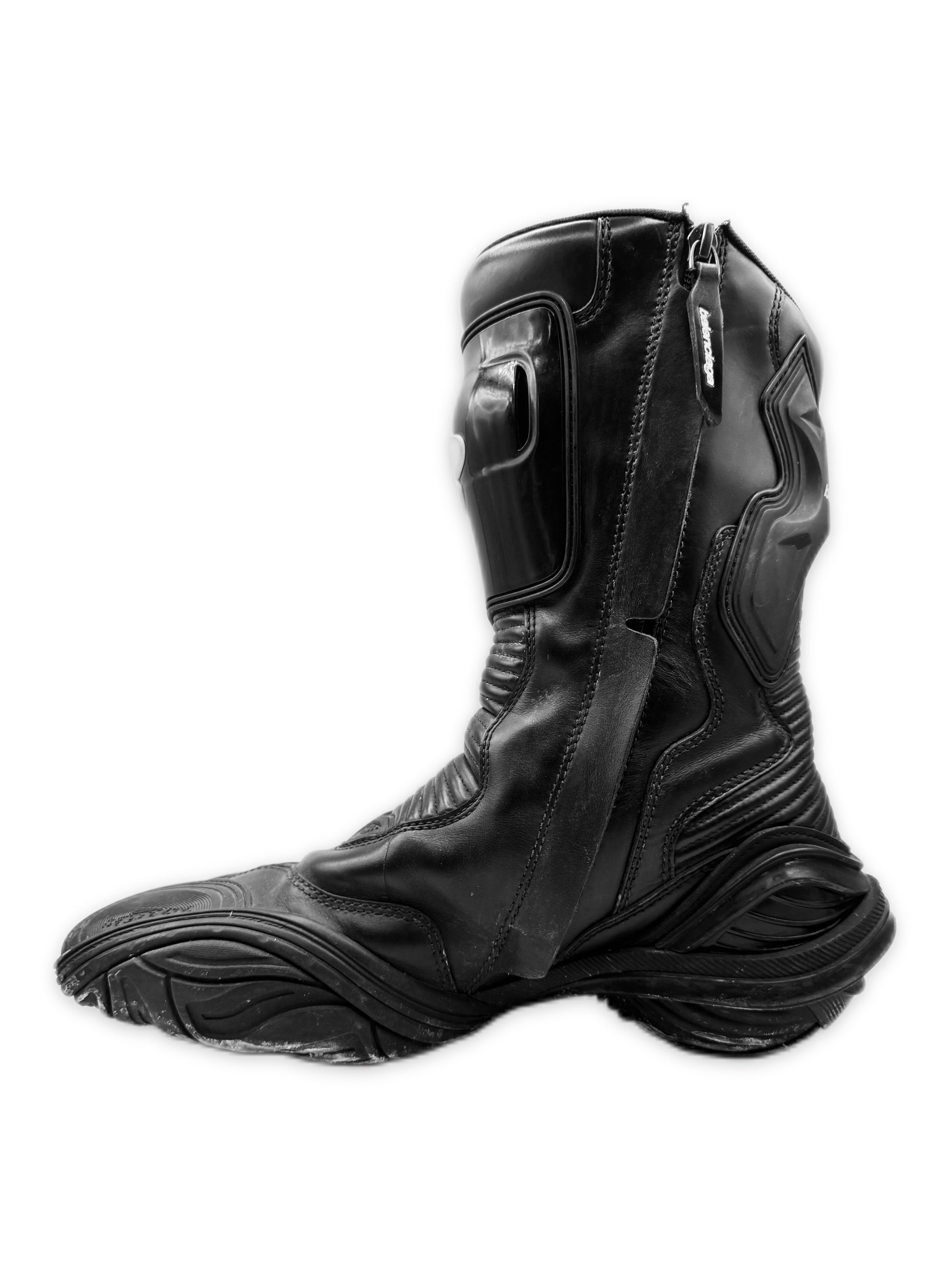 Balenciaga Tyrex Black Leather BB Logo Biker Boots