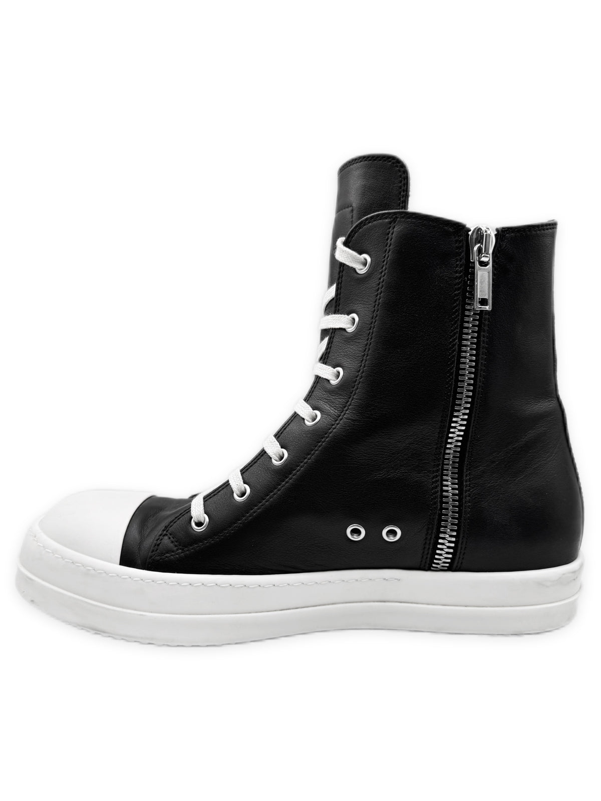 Rick Owens Leather Hi-top Side Zip Ramone Sneakers