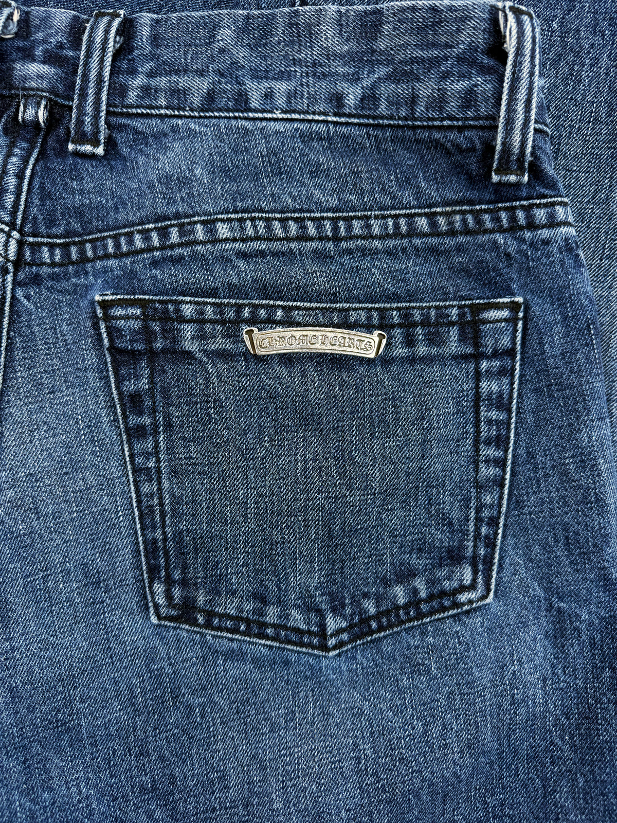 Chrome Hearts FU Cut Flared Heel Bite Blue Wash Long Denim Jeans