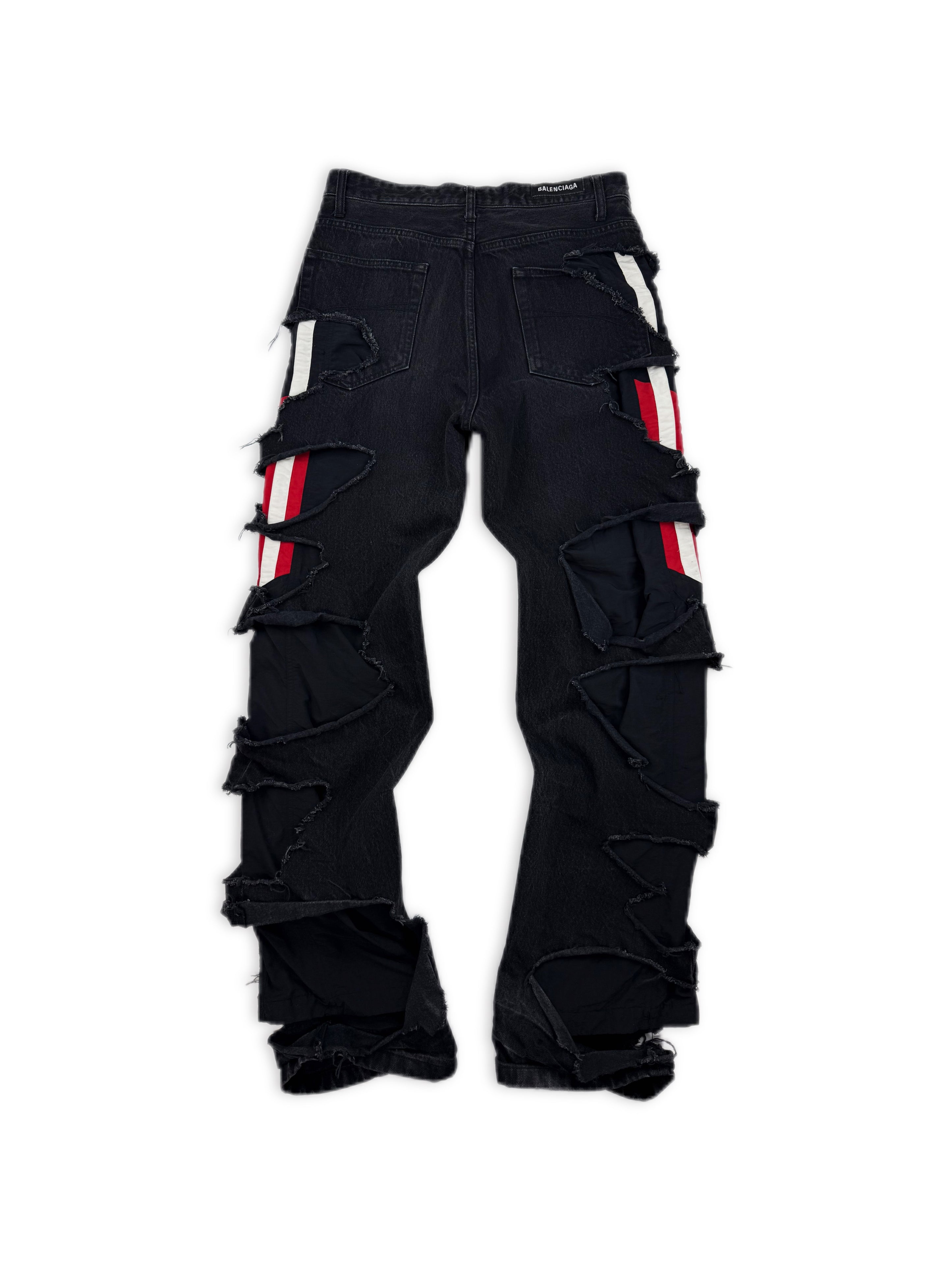 AW21 Balenciaga ‘Afterworld’ Slashed Double B Layered Hybrid Denim Jeans