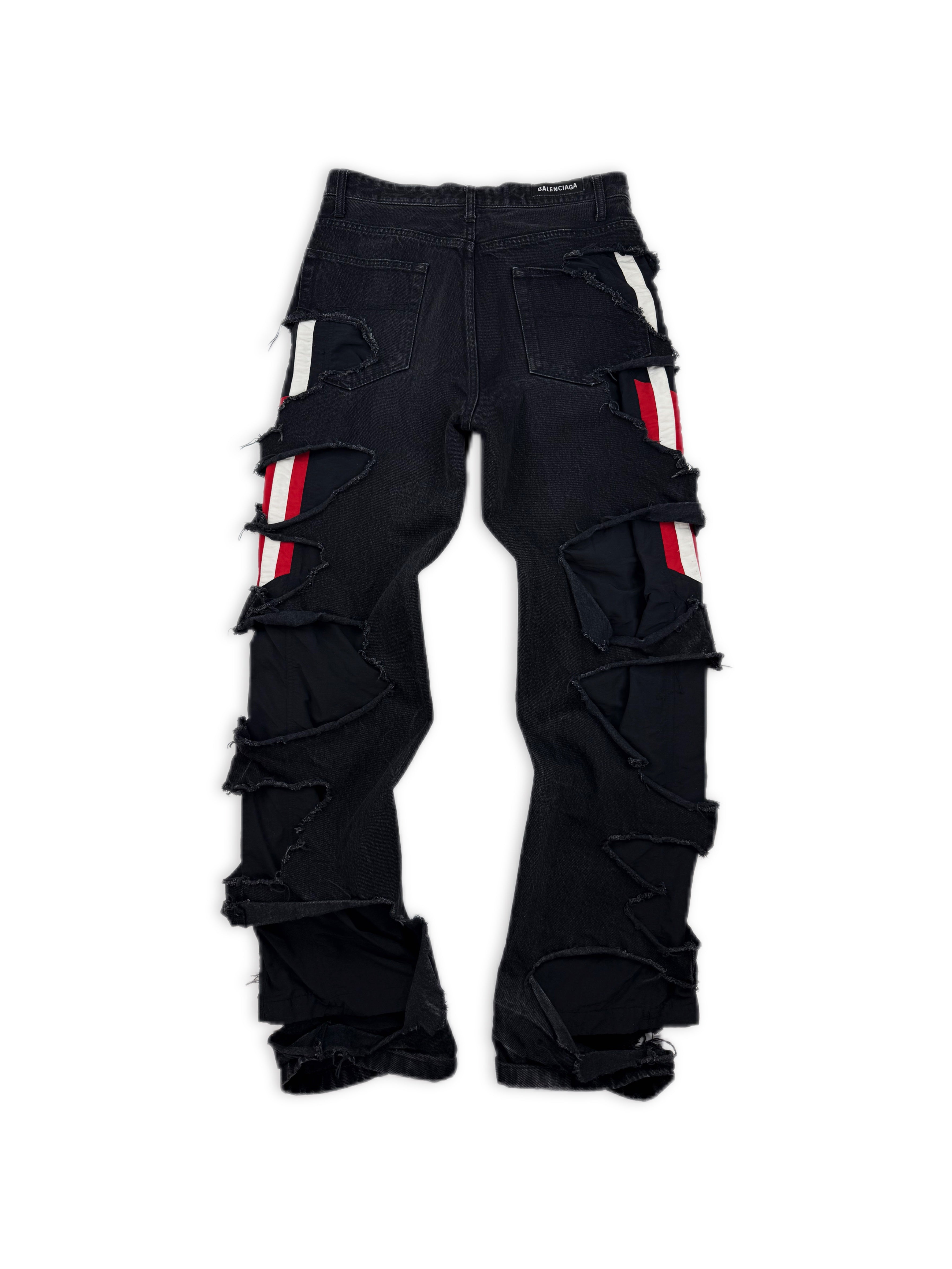 AW21 Balenciaga ‘Afterworld’ Slashed Double B Layered Hybrid Denim Jeans