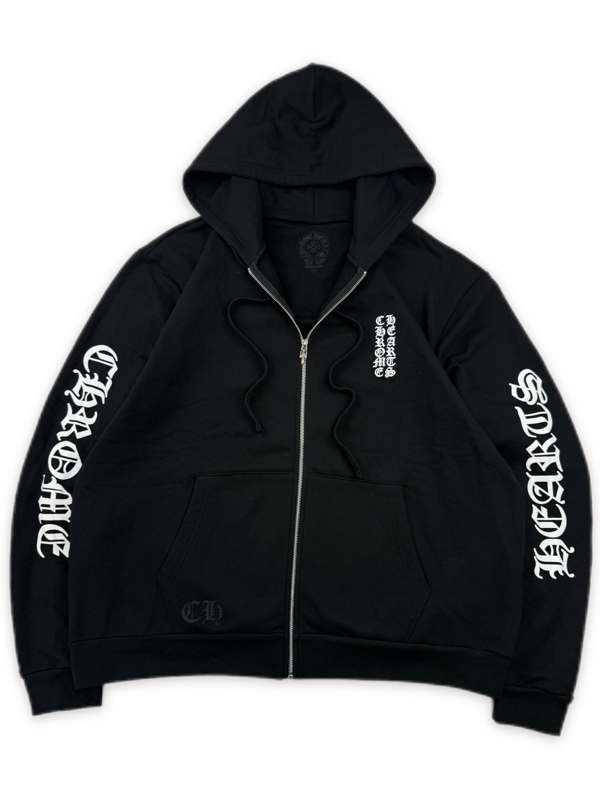 Chrome Hearts Deadstock Vertical Logo Black Zip Up Hoodie