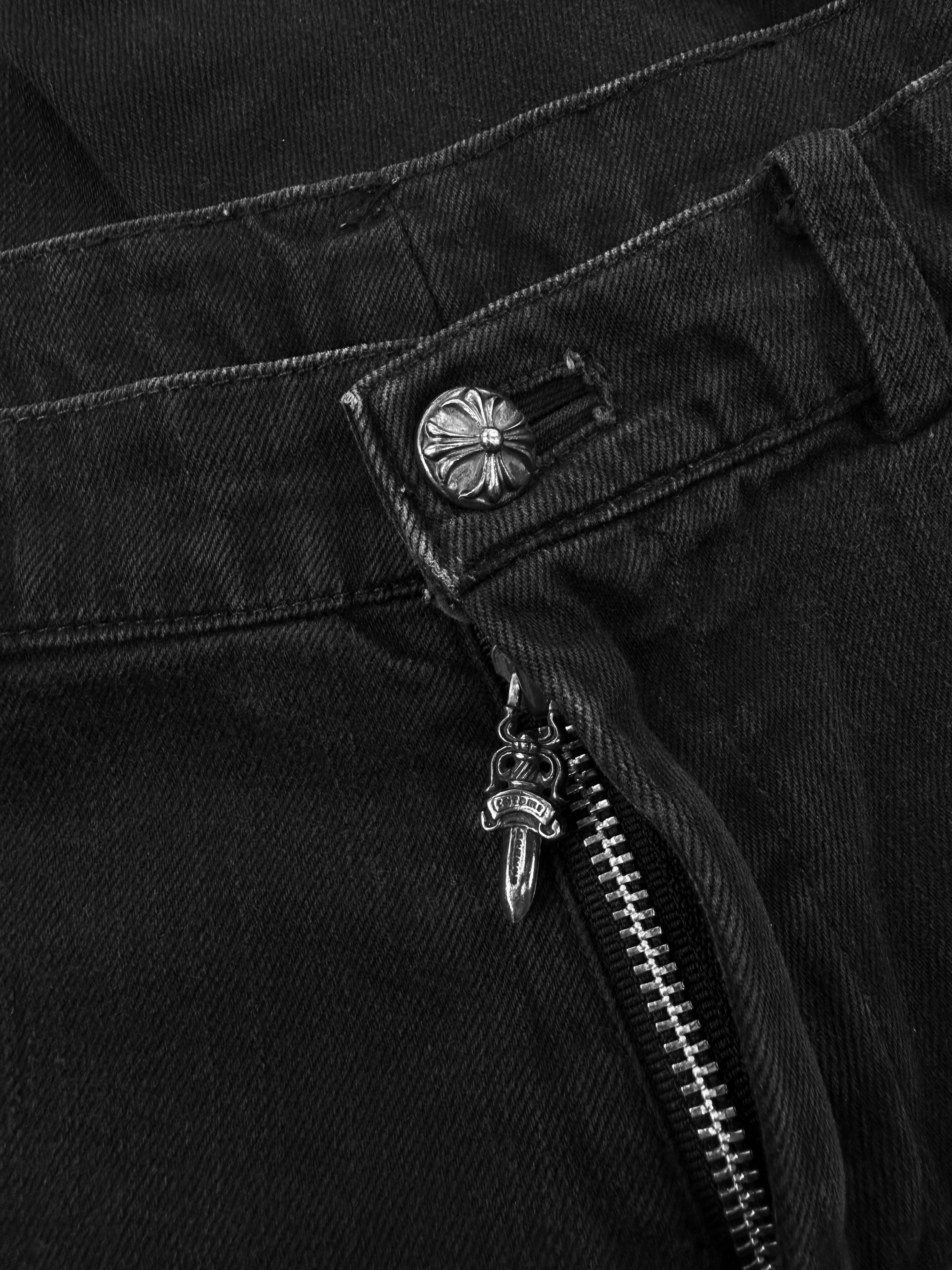 Chrome Hearts Pusher Plus Button Snap Black Denim Jeans