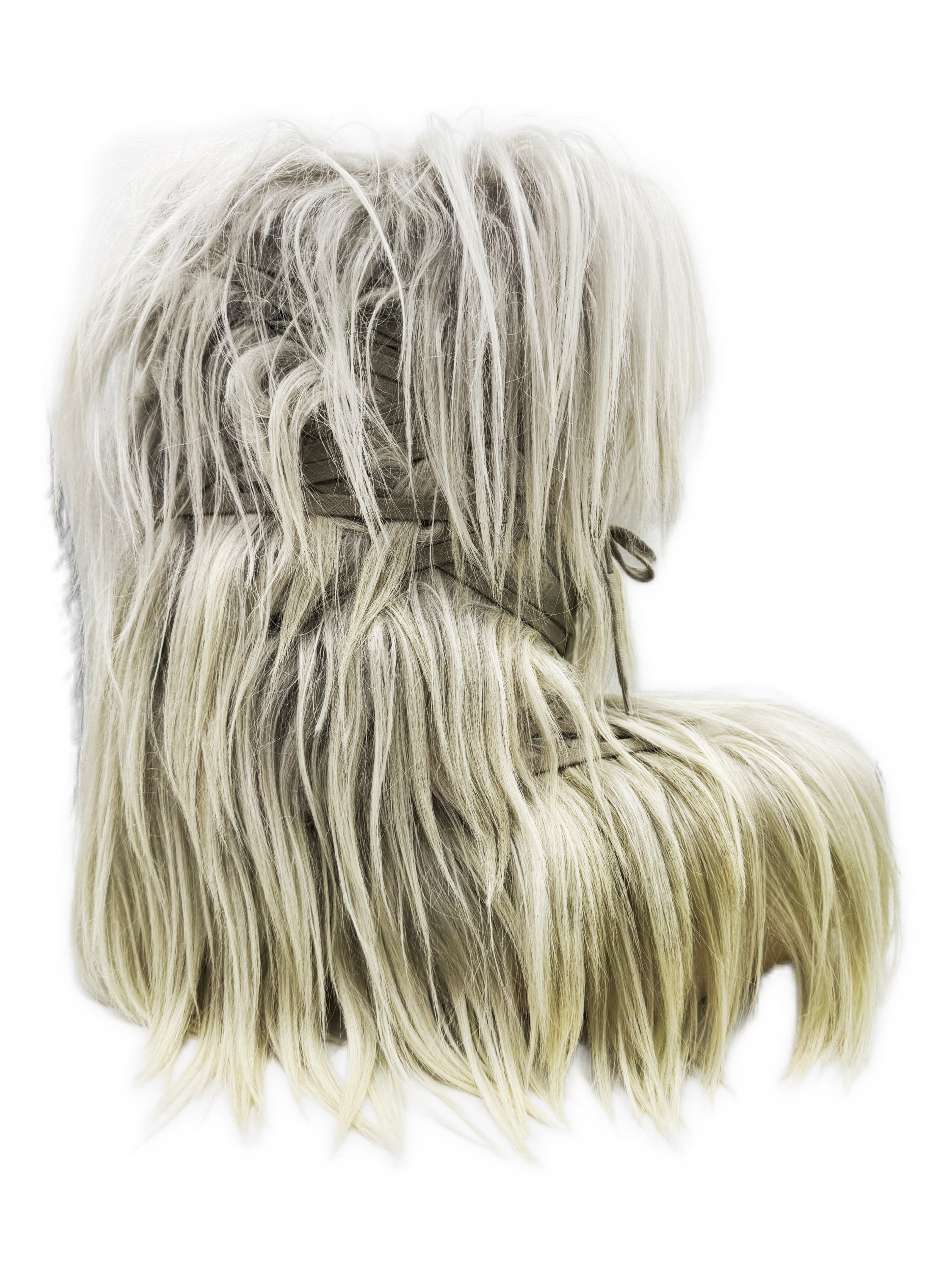 AW20 Rick Owens x Moncler Goat Fur Acid Degrade Big Rocks Lunar Megalace Boots