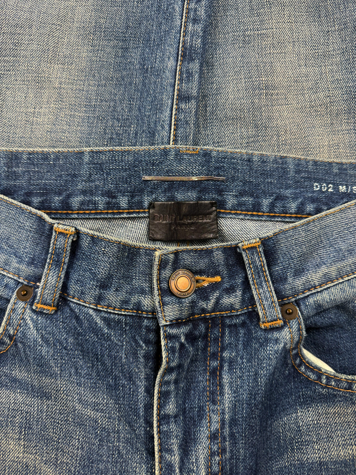 Saint Laurent Paris D02 Distressed Light Wash Skinny Jeans