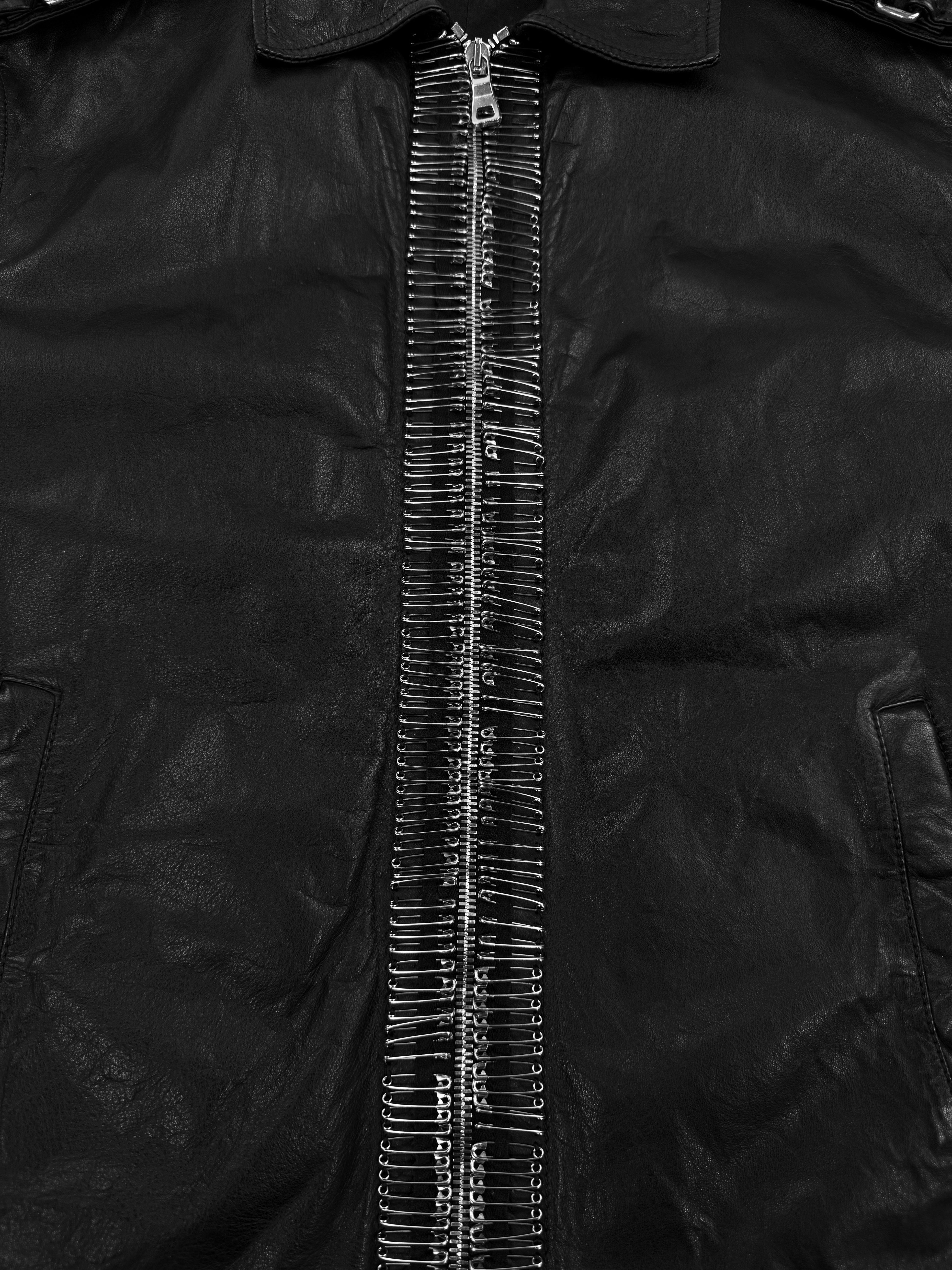 SS11 Balmain by Christophe Decarnin ‘Safety Pin’ Black Leather Jacket