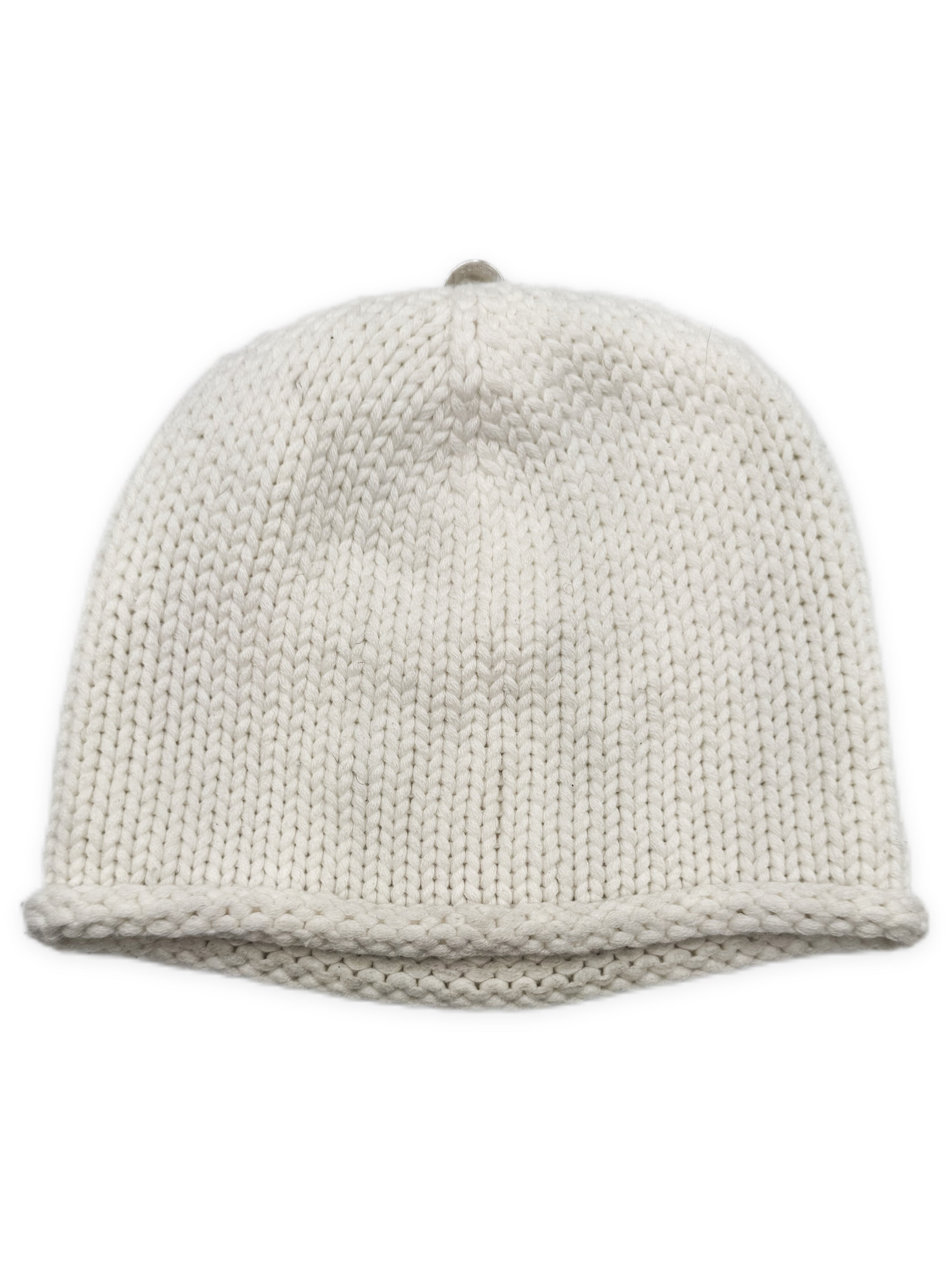 Chrome Hearts Beaded Cross White Rhodium Knit Beanie