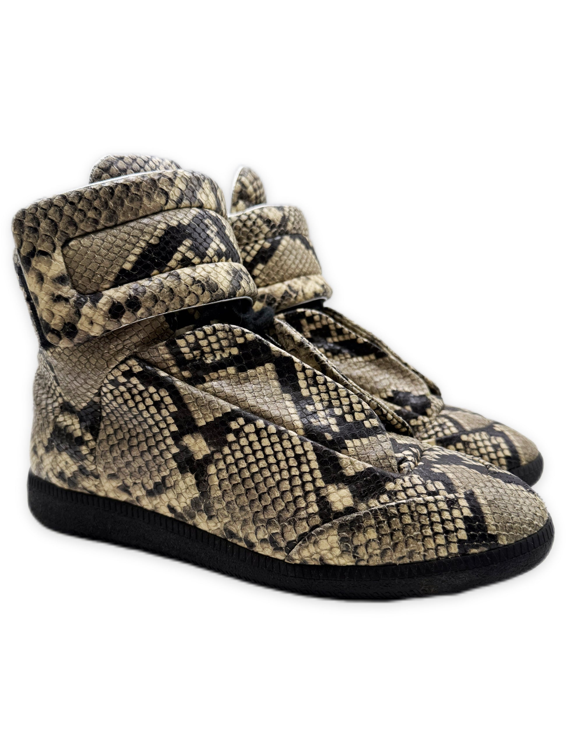 2016 Maison Margiela Python Future Hi Snakeskin Leather Sneakers