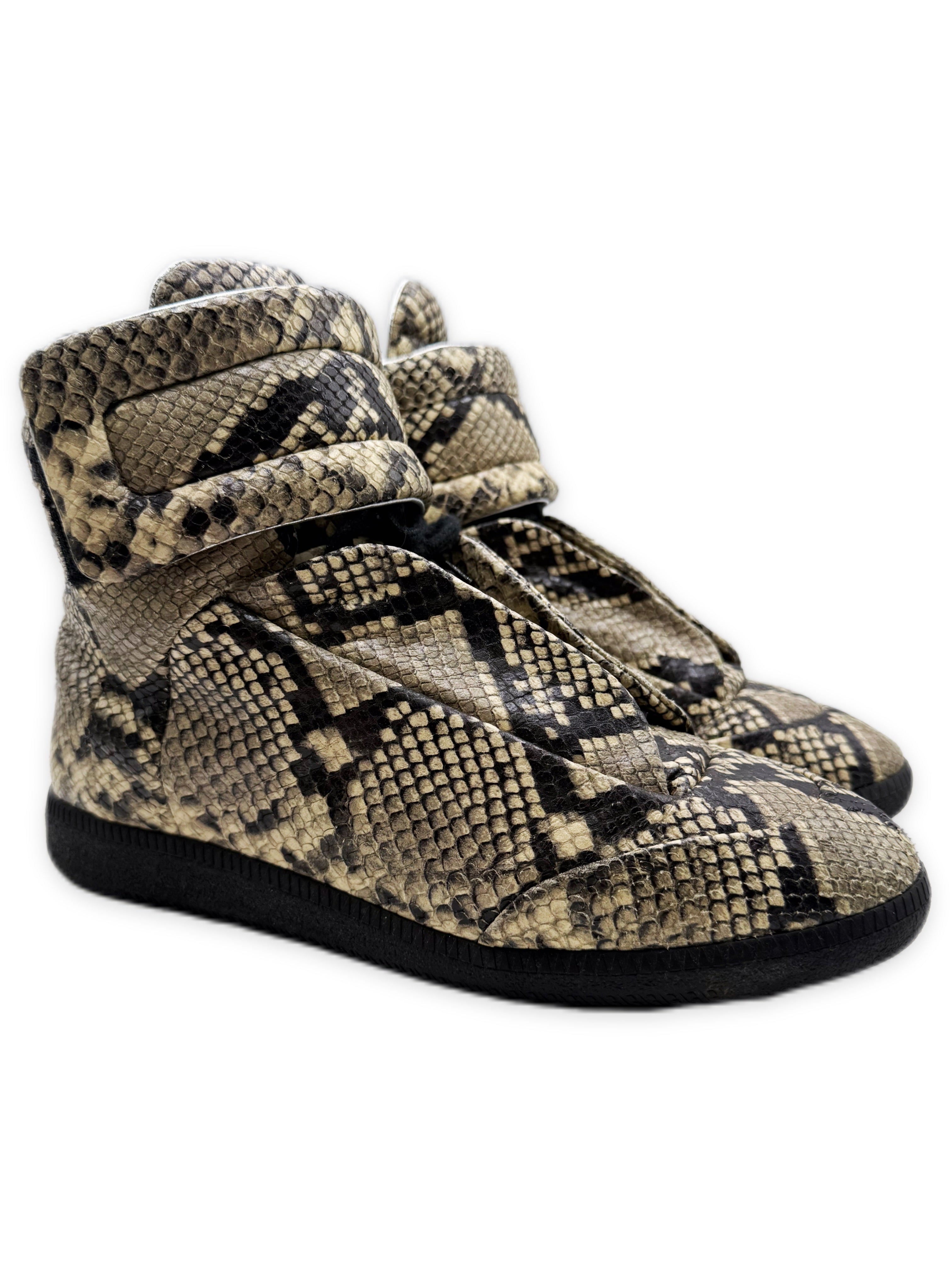 2016 Maison Margiela Python Future Hi Snakeskin Leather Sneakers