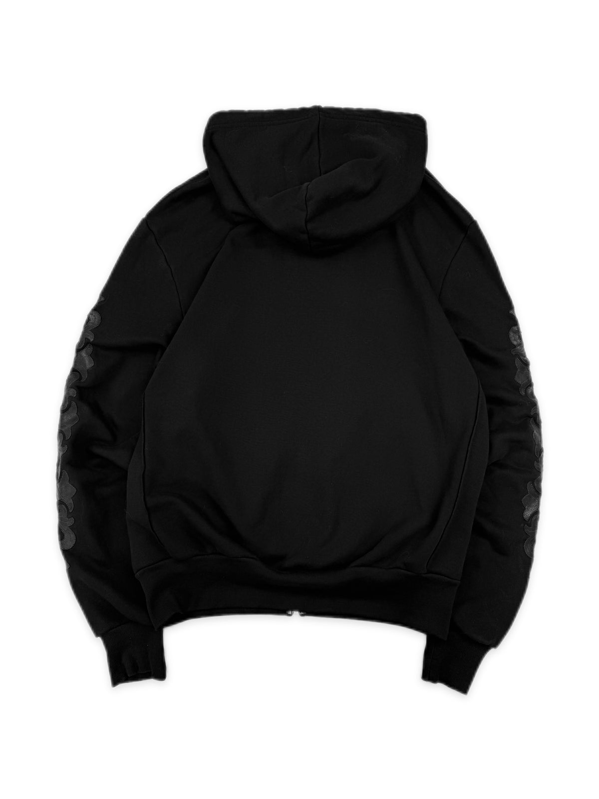 Chrome Hearts Floral Leather Patch Dagger Zip Black Hoodie