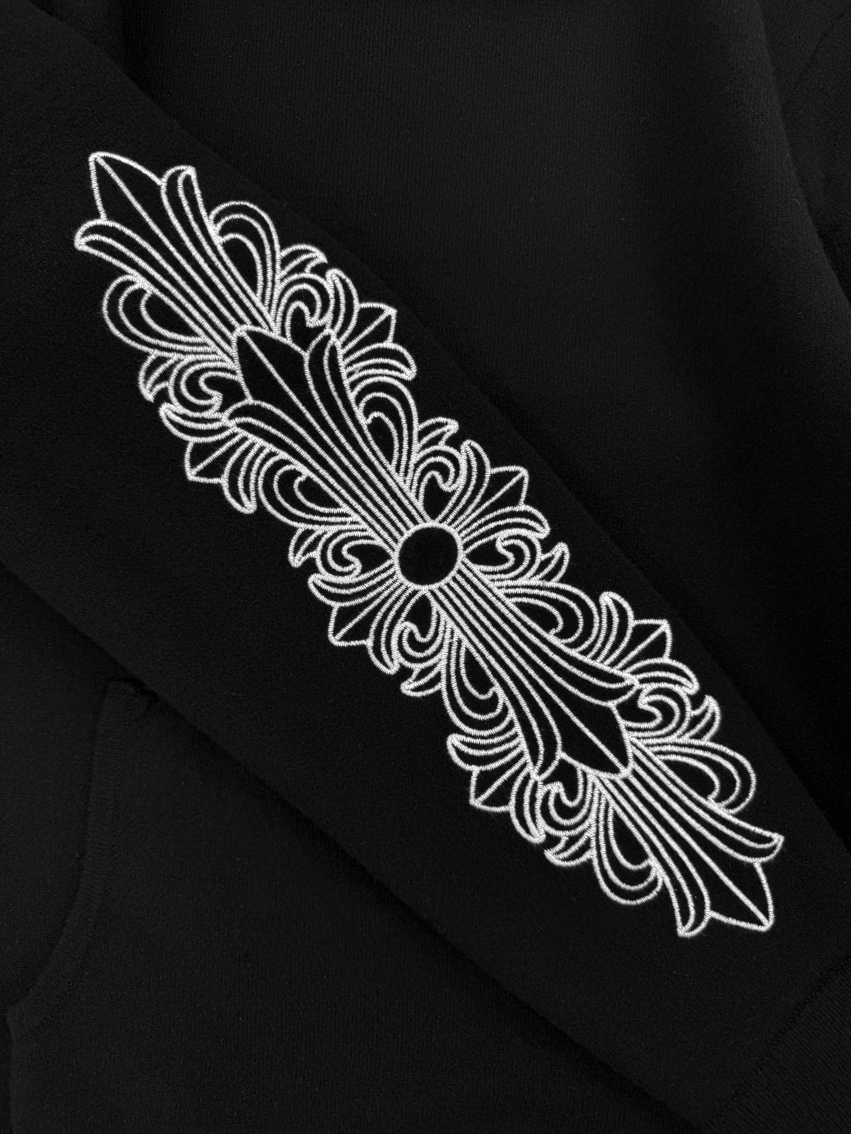 Chrome Hearts Floral Sleeve Cashmere Embroidered Black Hoodie