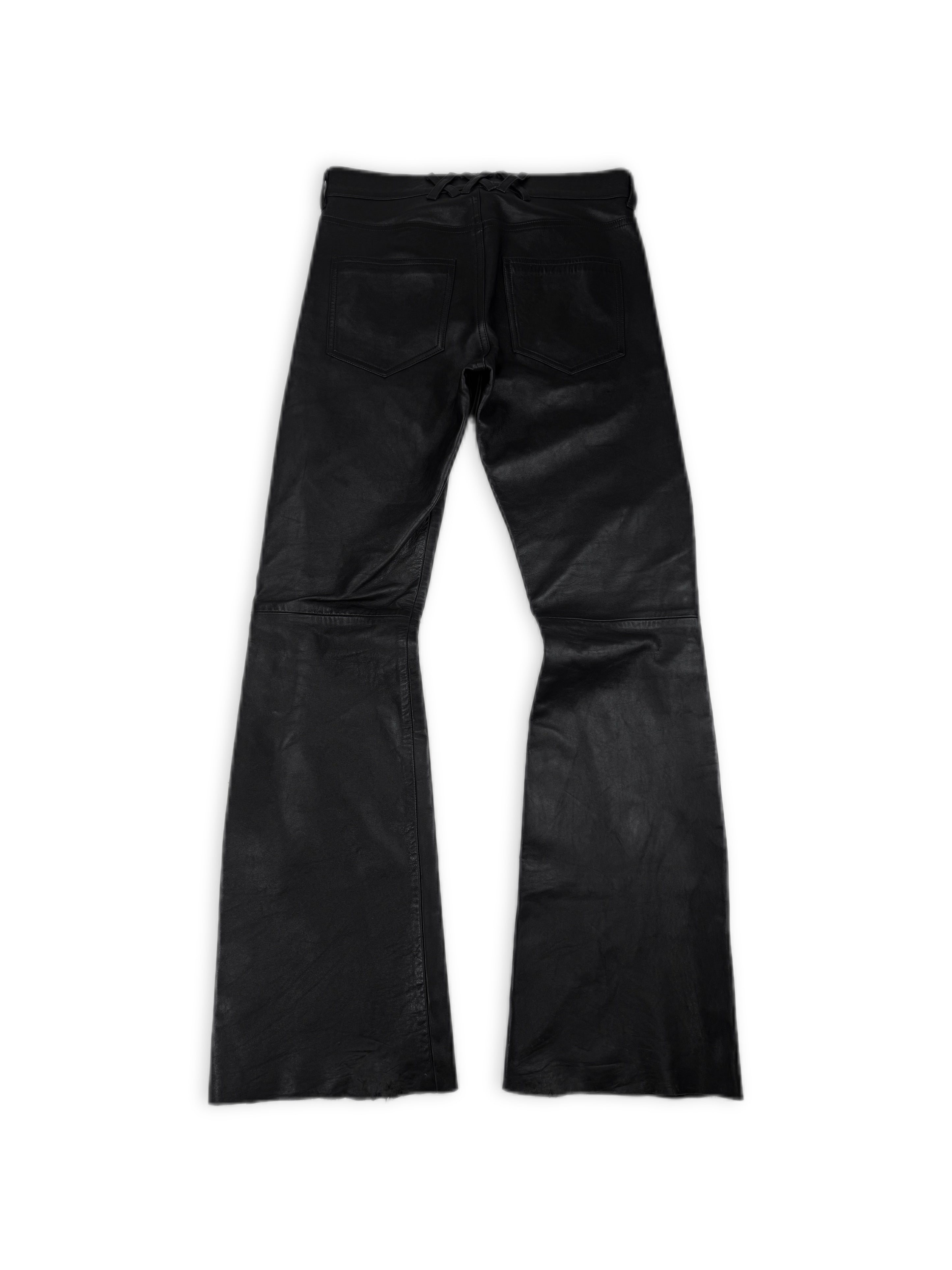 Enfants Riches Deprimes Flared Leather Blue Stitch Pants
