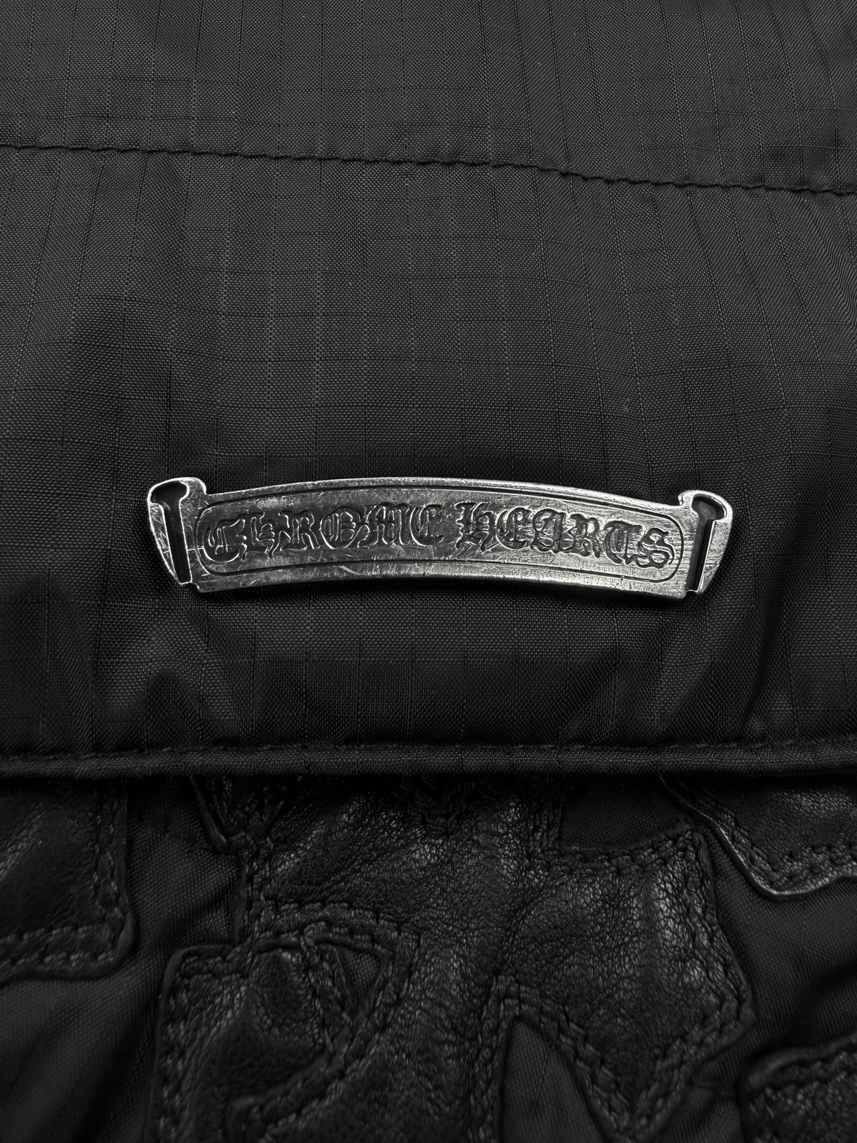 Chrome Hearts 12 Leather Cross Patch Flooded Black Nylon Vest