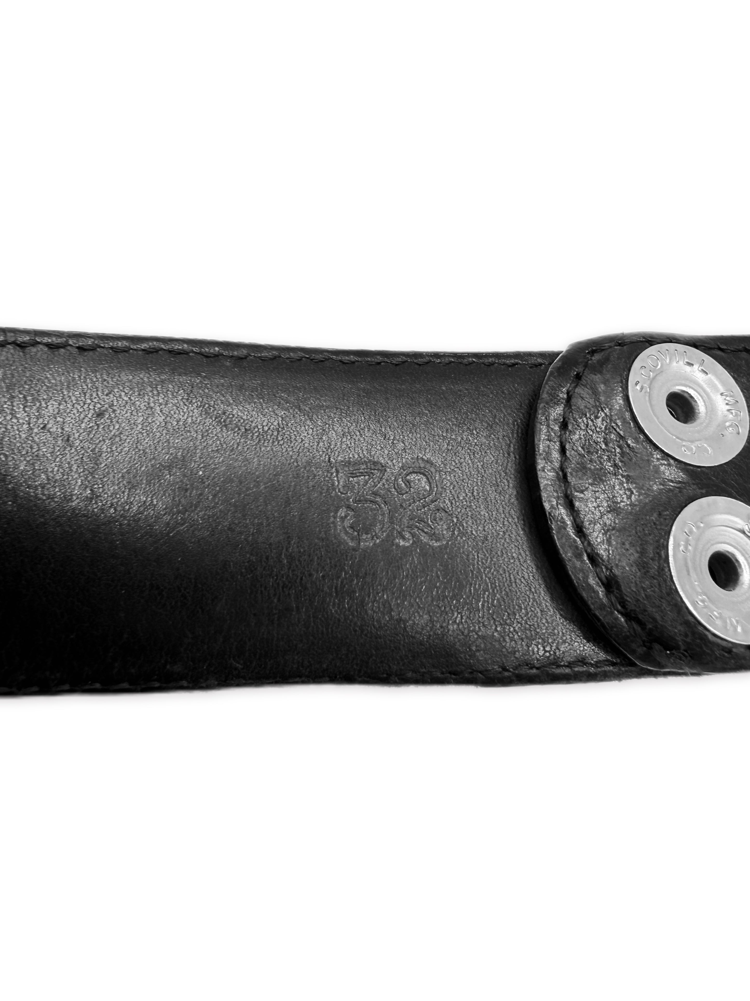 Chrome Hearts Black Leather .925 Silver Belt Strap
