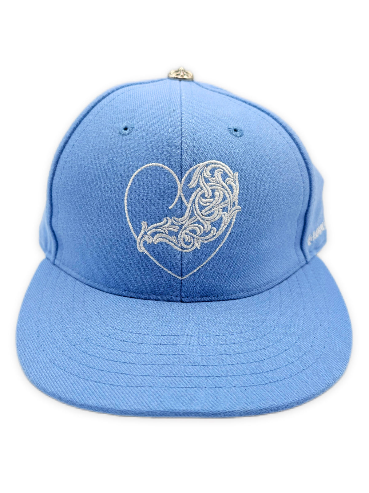 Chrome Hearts Floral Heart Embroidered .925 Silver Baby Blue Fitted Hat