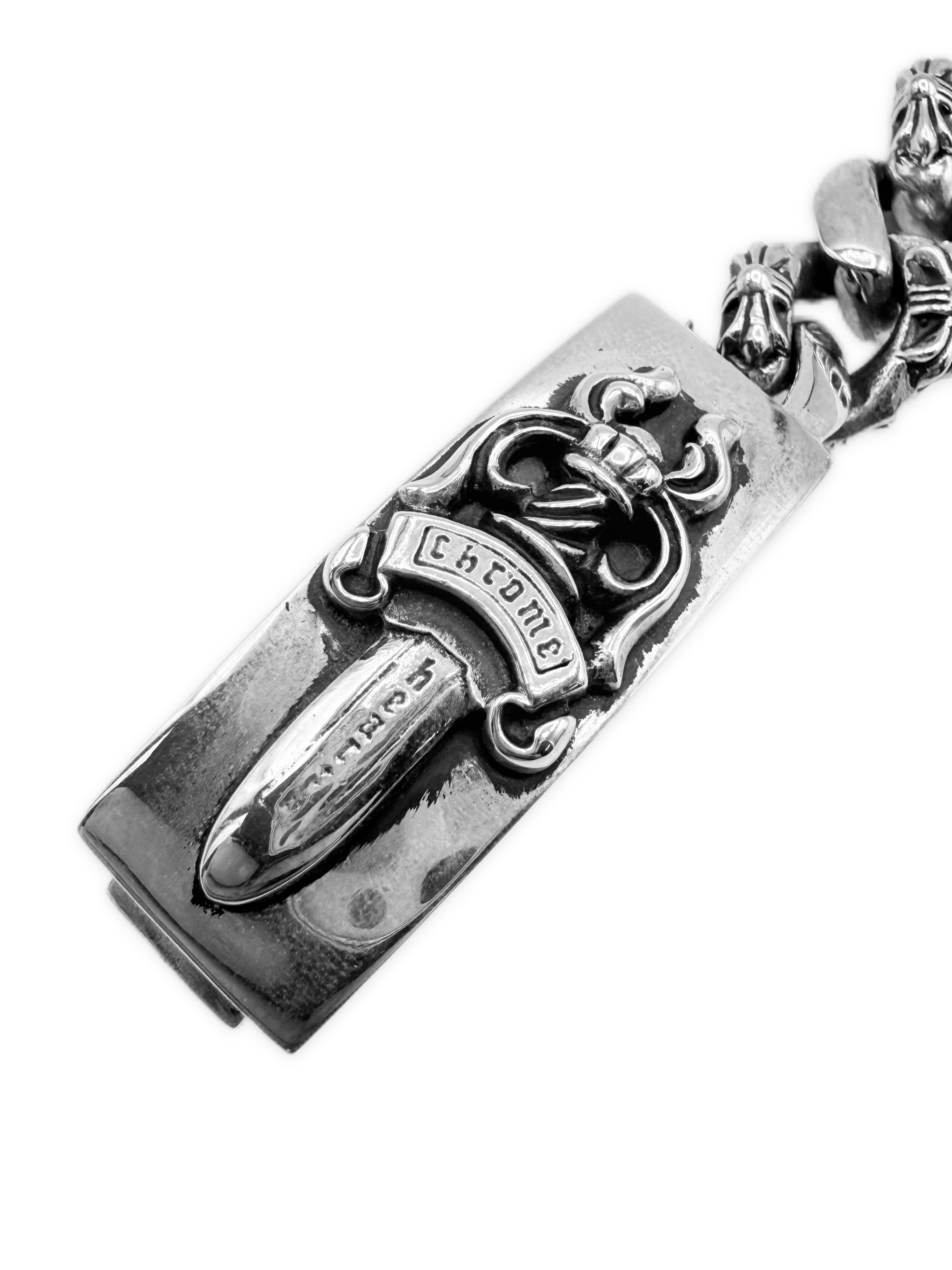 Chrome Hearts Dagger ID Semi Fancy .925 Silver 13 Link Bracelet