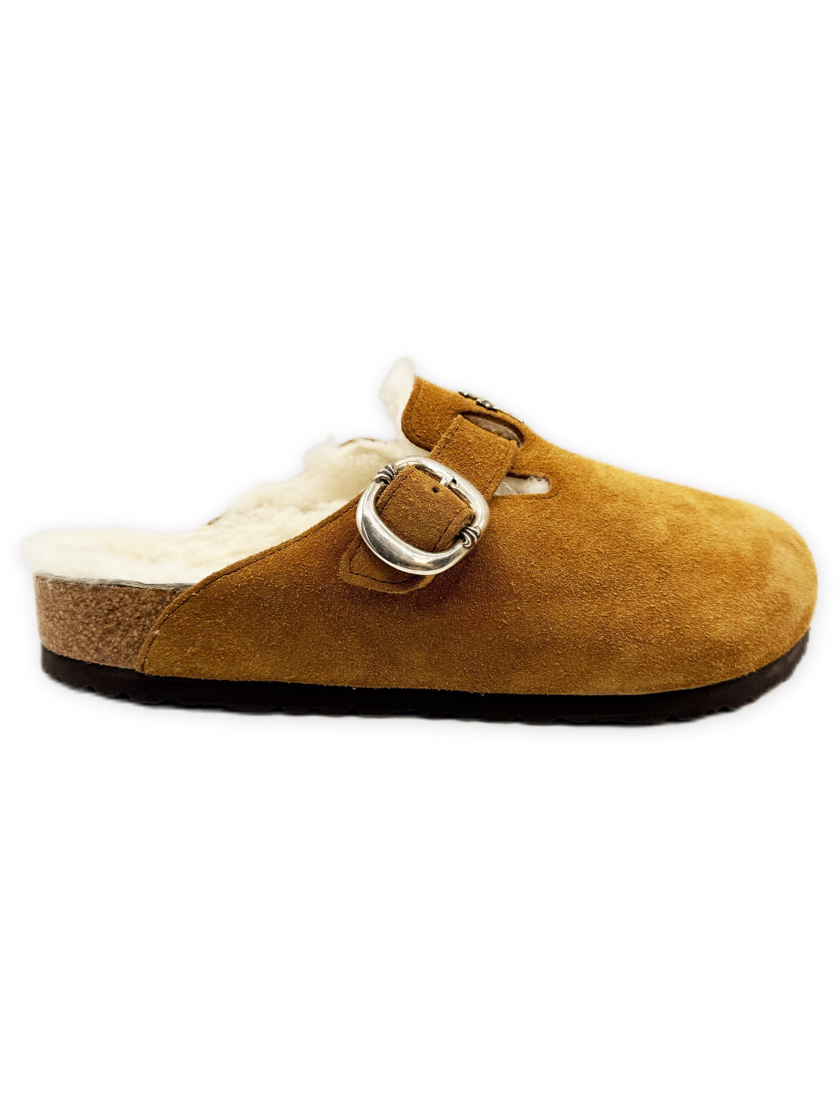 Chrome Hearts x Birkenstock Shearling Lined Cross Pendant Gunslinger Boston Mules