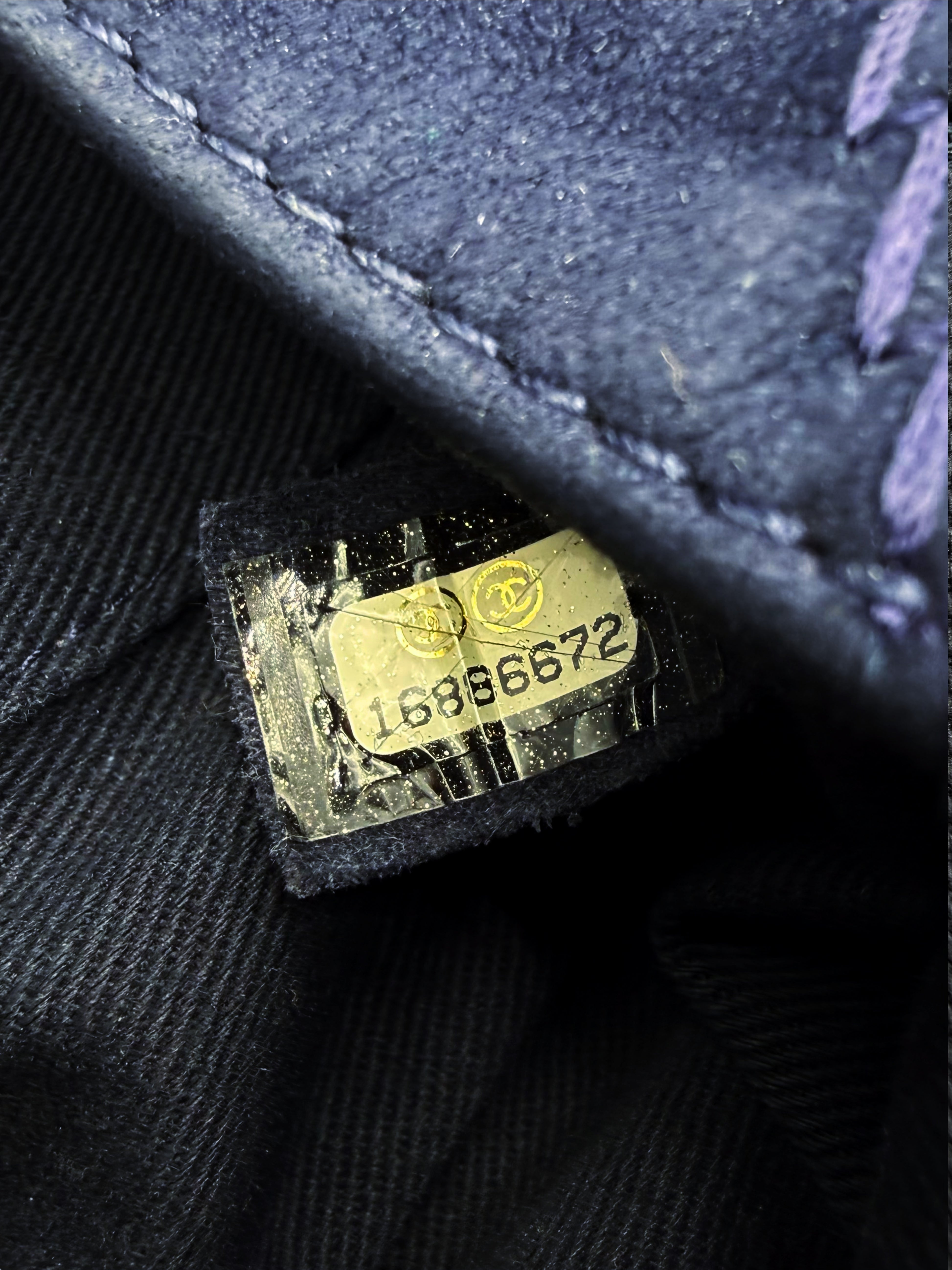 Chanel Nubuck Leather CC Navy Blue Large Flap Bag