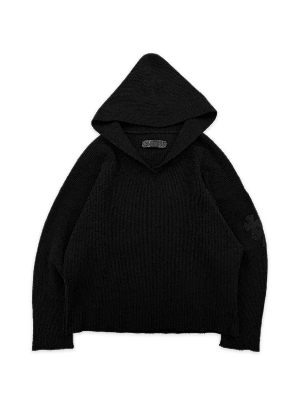 Chrome Hearts Pony Hair Triple Cross Patch Knit Hoodie