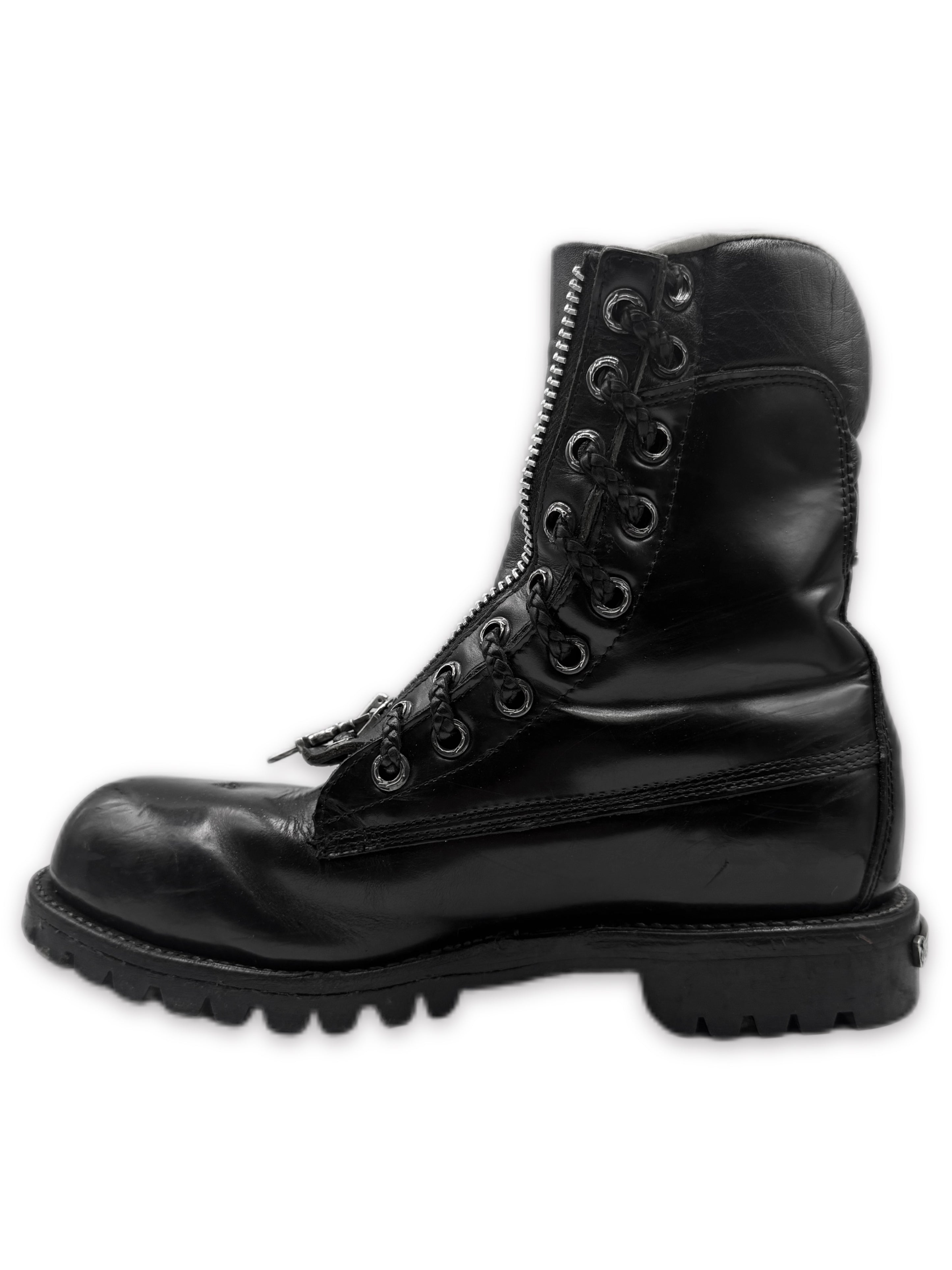 Chrome Hearts x Chippewa Fireman Zip Dagger Patent Leather Boots