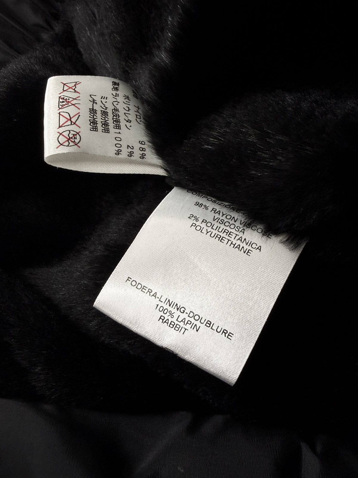 AW04 Gucci by Tom Ford Rabbit Fur Black Nylon Jacket