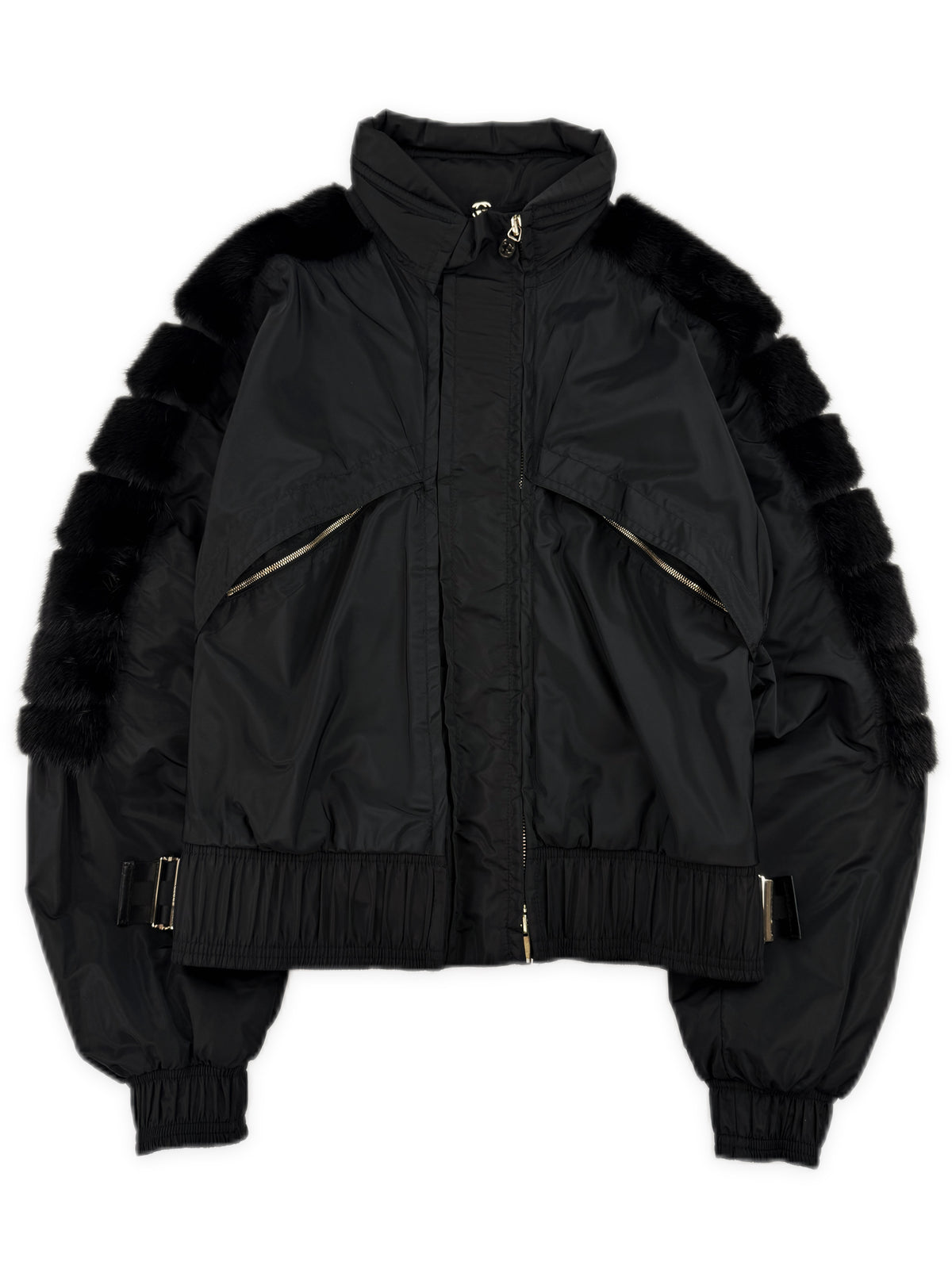 AW04 Gucci by Tom Ford Rabbit Fur Black Nylon Jacket