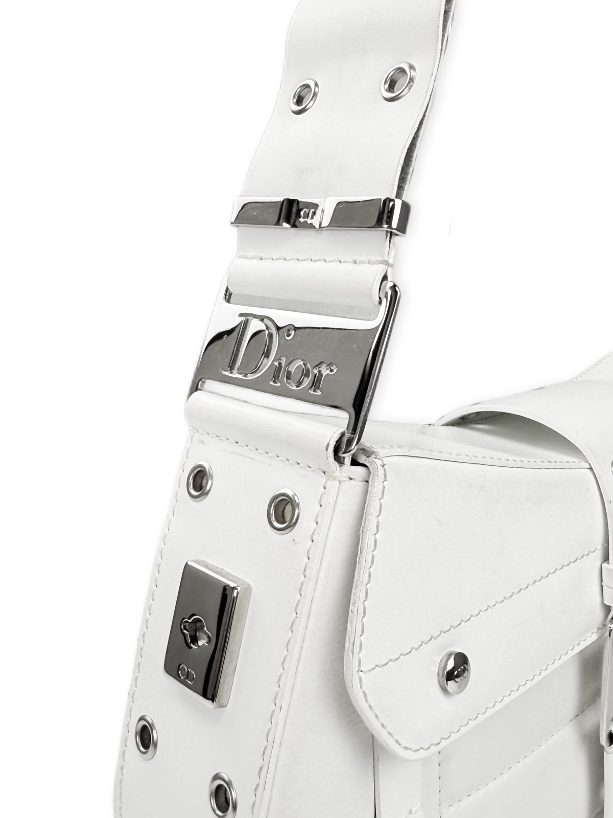 2003 Dior by John Galliano ‘Street Chic’ White Studded Leather Handbag