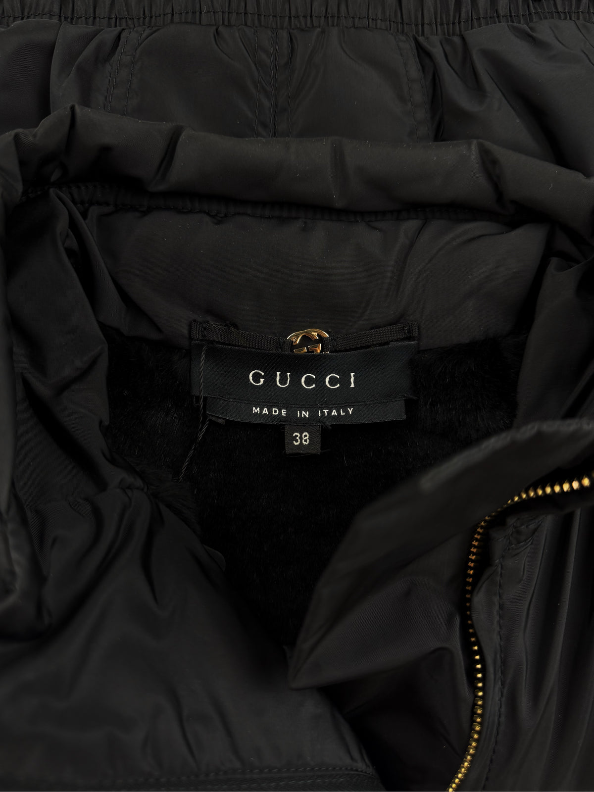 AW04 Gucci by Tom Ford Rabbit Fur Black Nylon Jacket