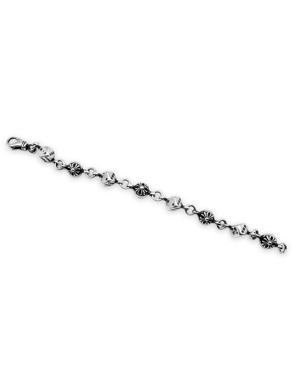 Chrome Hearts Dice Cross Ball 8 Link .925 Silver Bracelet