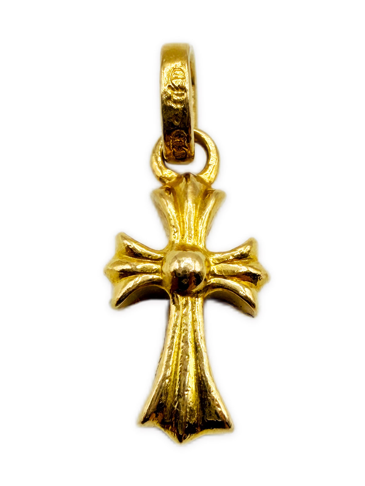 Chrome Hearts 22k Gold Pavé Diamond Factory Set Baby Fat Cross Pendant