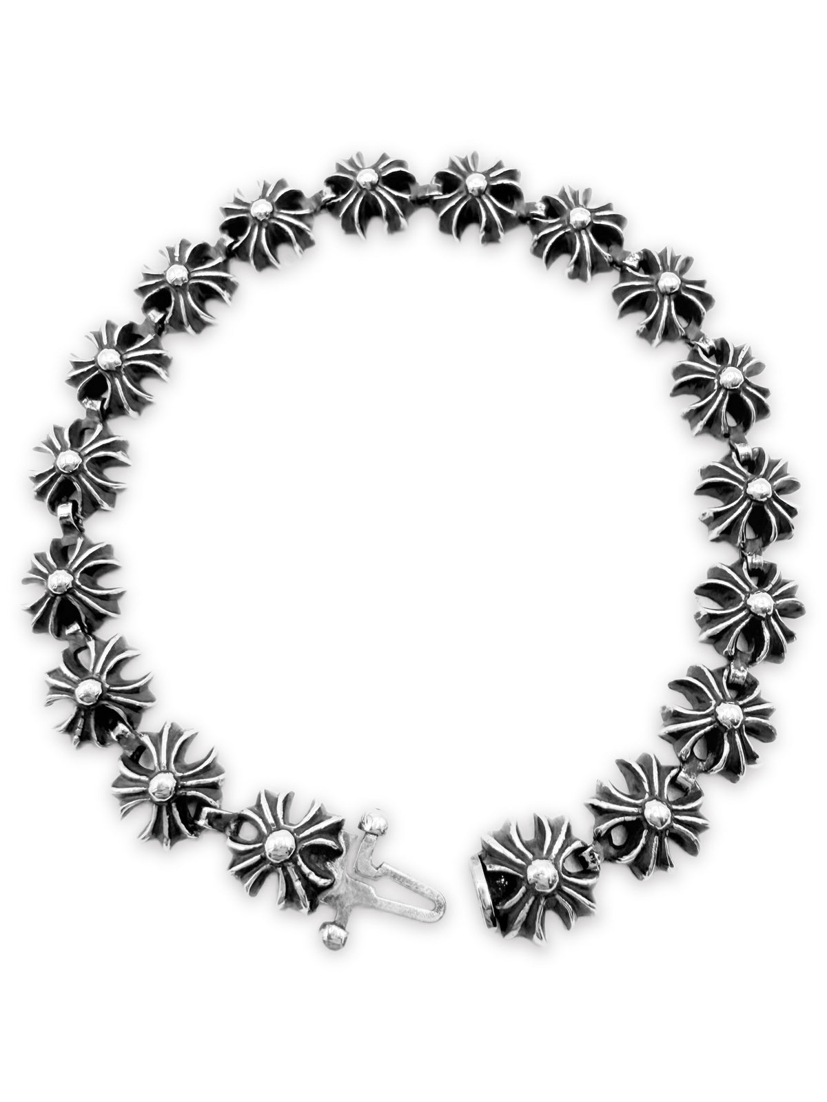 Chrome Hearts Plus Cut Out 18 Link .925 Silver Bracelet