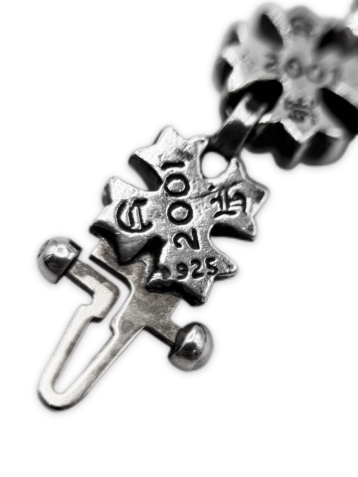 Chrome Hearts Plus Cut Out 18 Link .925 Silver Bracelet