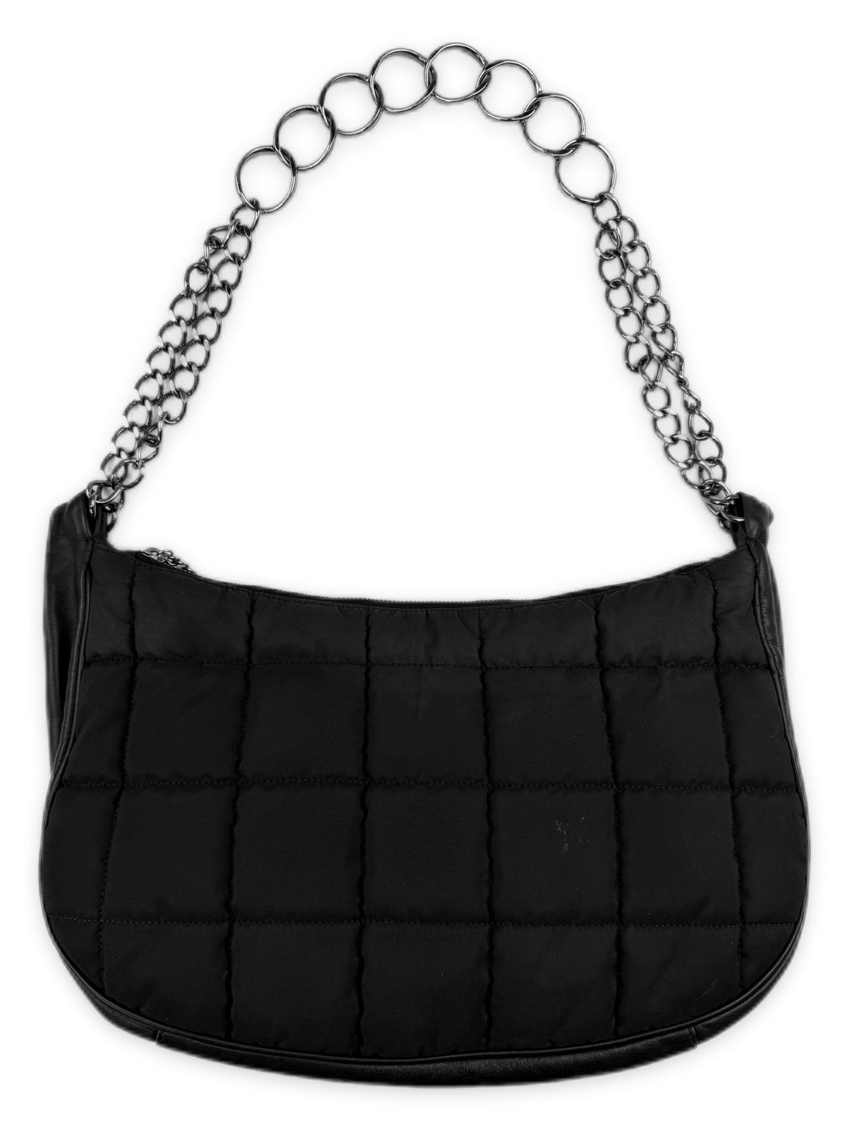 Chanel Quilted Black Nylon  ‘Hobo’ Bag With Chain Strap