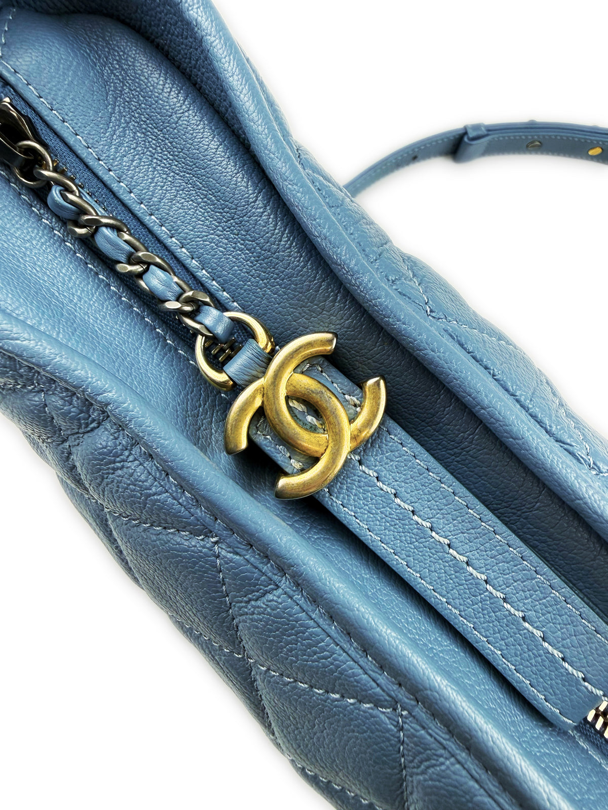 2018 Chanel ‘Gabrielle’ Quilted Goatskin Patent Leather Blue Bag