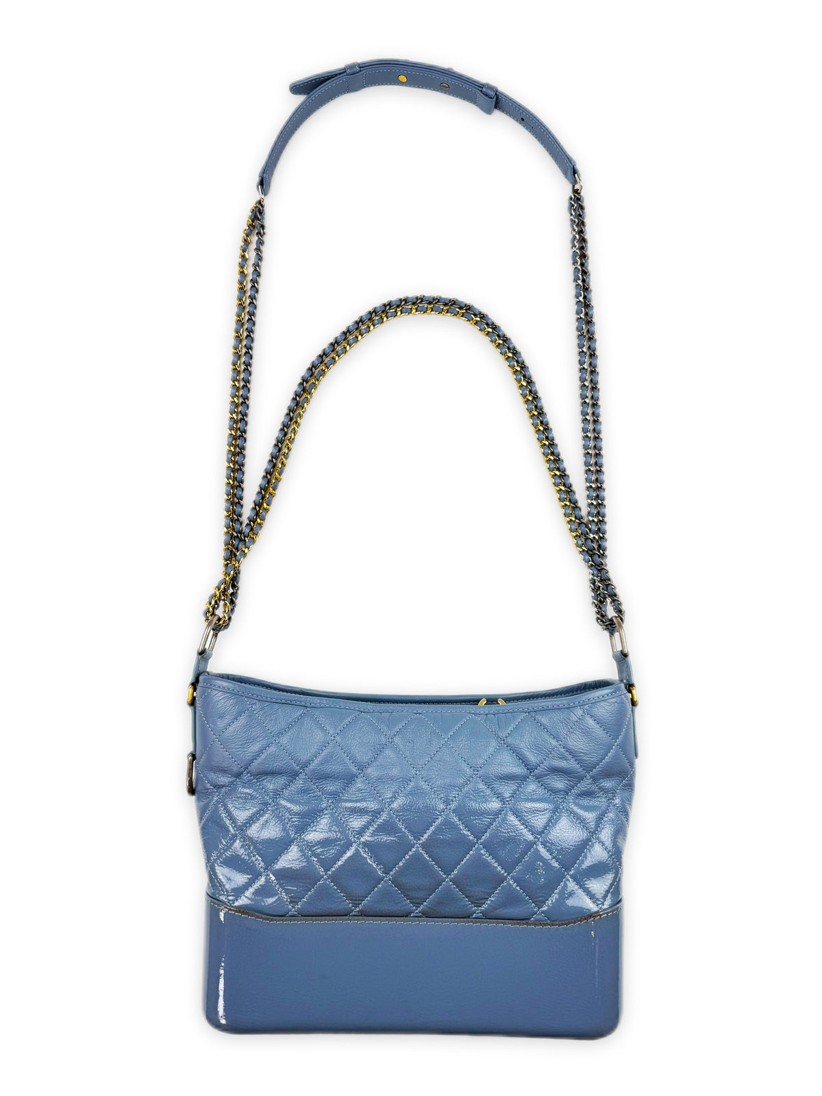 2018 Chanel ‘Gabrielle’ Quilted Goatskin Patent Leather Blue Bag