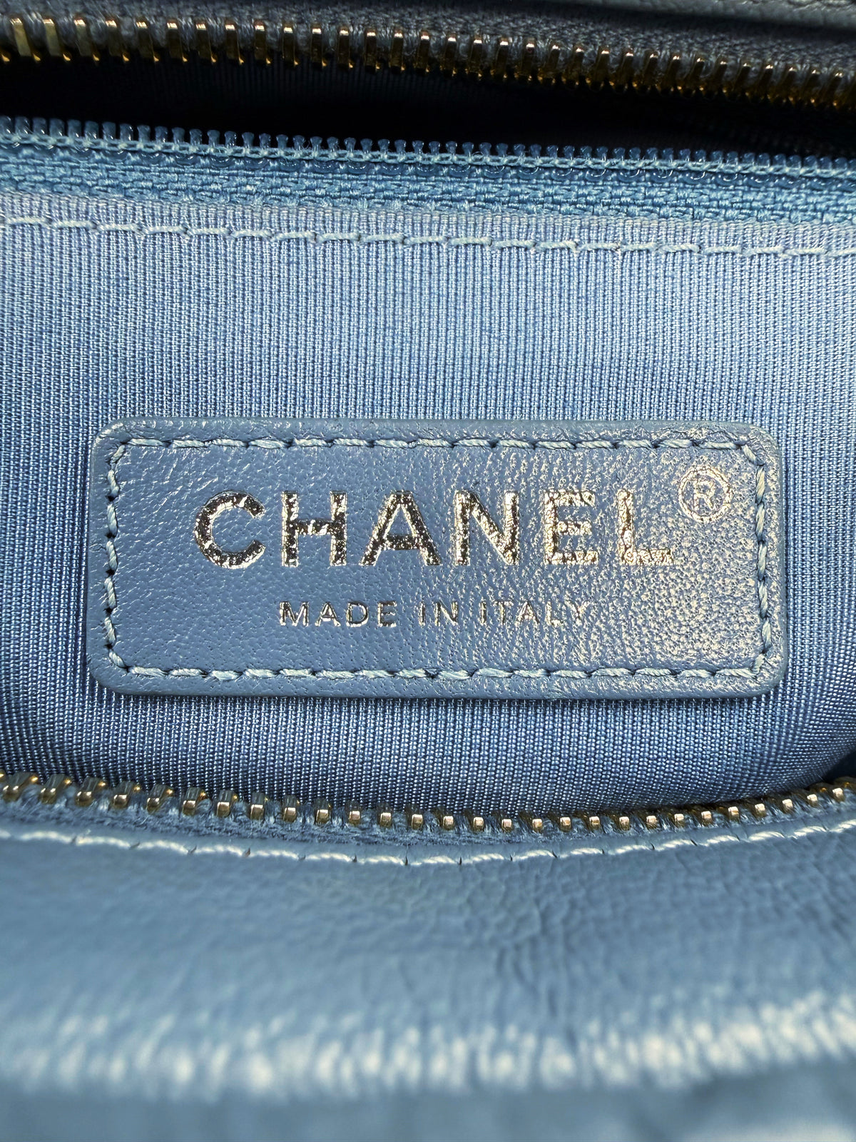 2018 Chanel ‘Gabrielle’ Quilted Goatskin Patent Leather Blue Bag