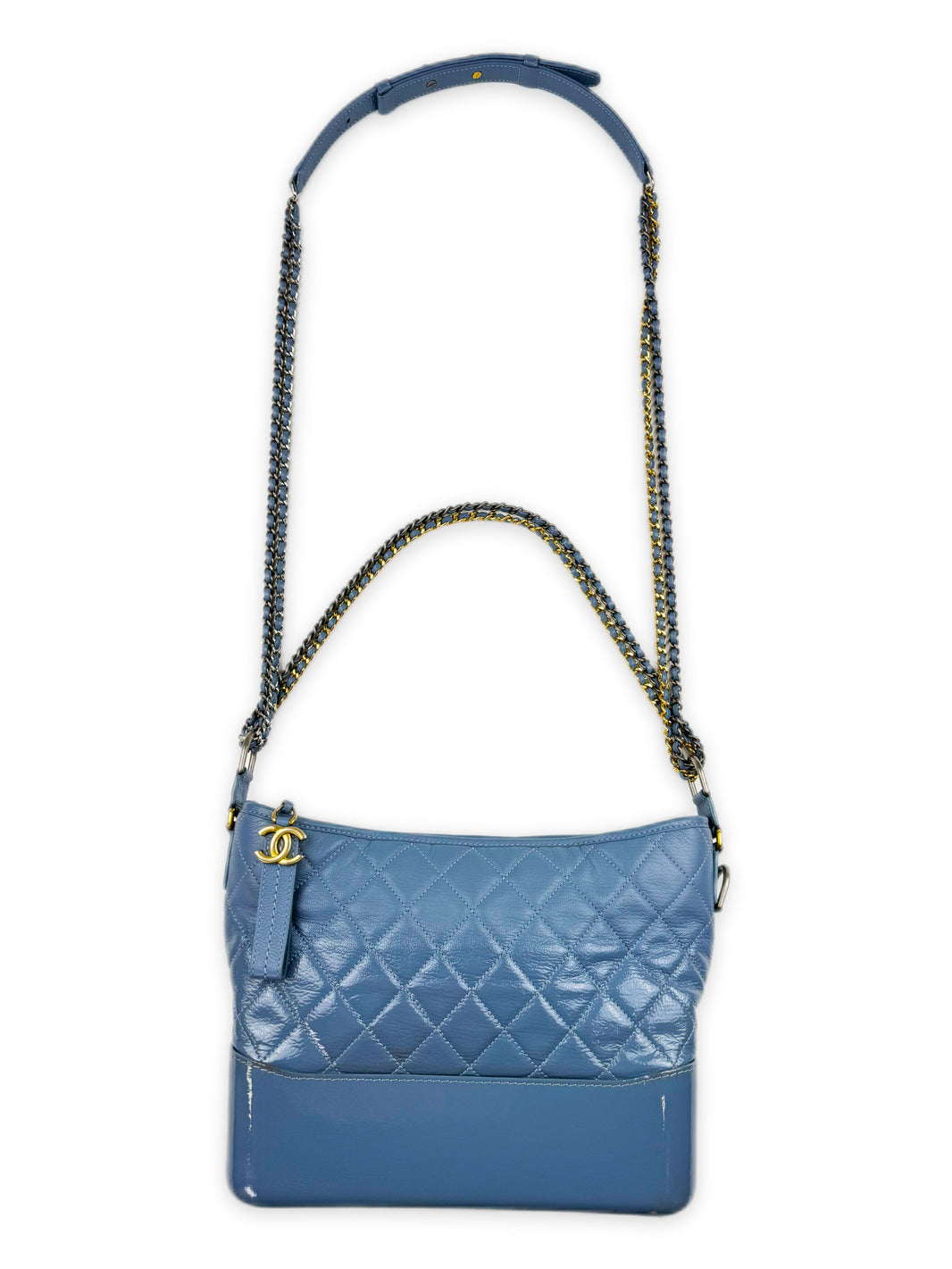 2018 Chanel ‘Gabrielle’ Quilted Goatskin Patent Leather Blue Bag