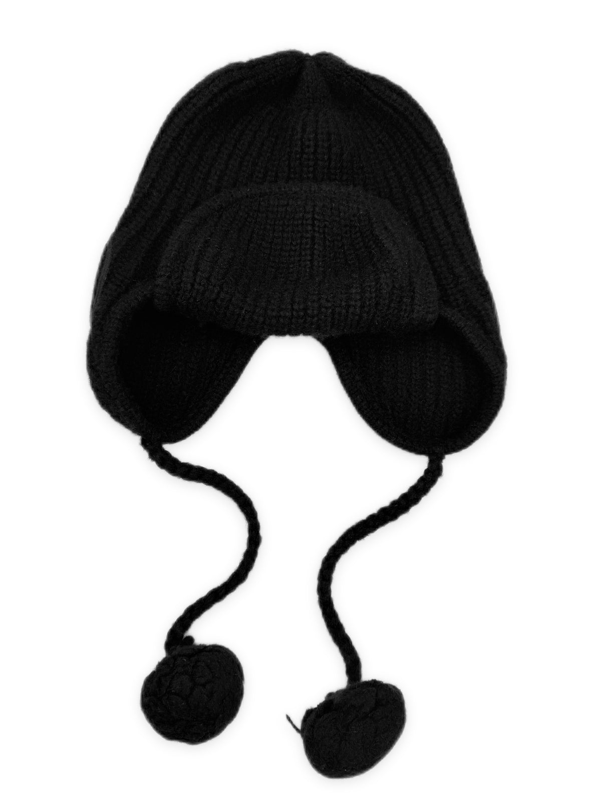 Chanel Cashmere CC Black Knitted Pom Pom Hat