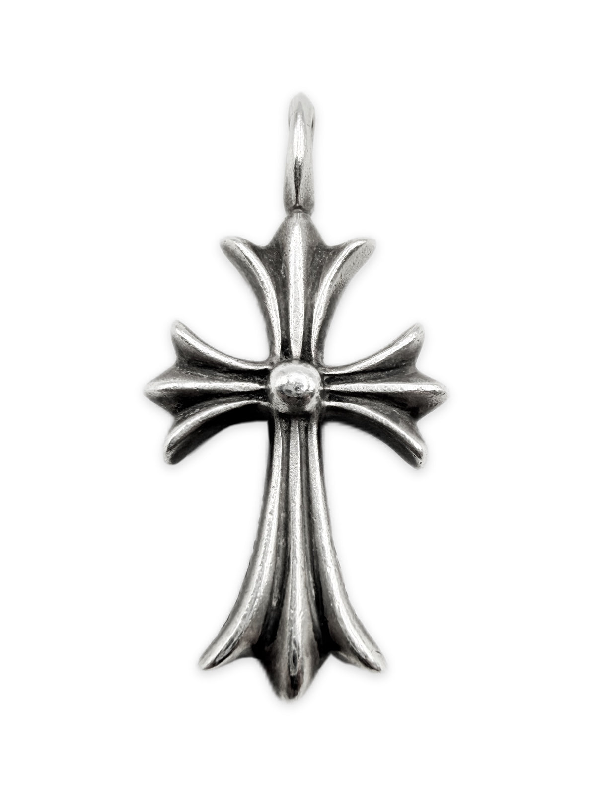 Chrome Hearts Emerald Pavé Factory Set .925 Silver Tiny Fat Cross Pendant