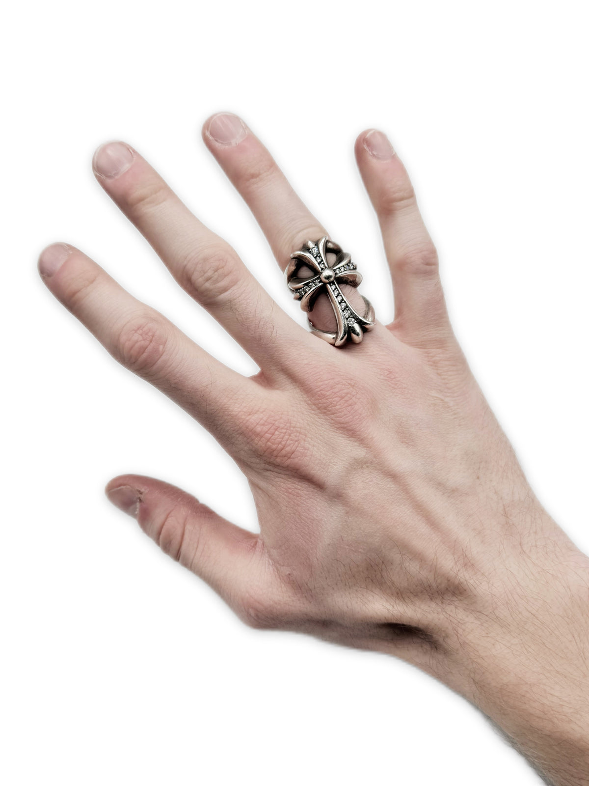 Chrome Hearts Infinity Pavé Diamond Factory Set .925 Silver Cross Ring