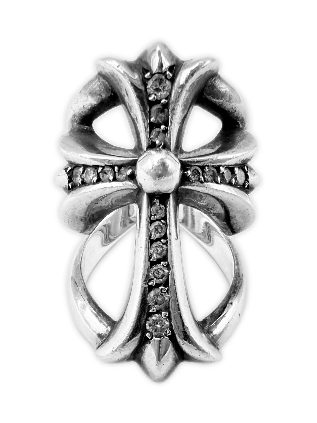 Chrome Hearts Infinity Pavé Diamond Factory Set .925 Silver Cross Ring