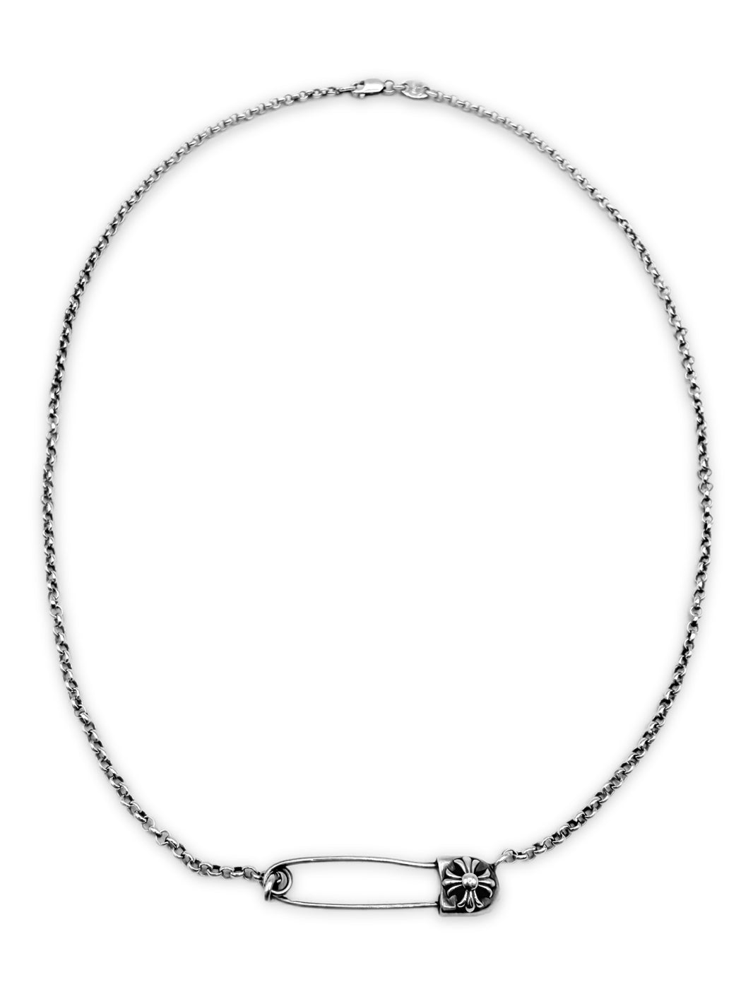 Chrome Hearts Safety Pin .925 Silver Roll Chain Necklace