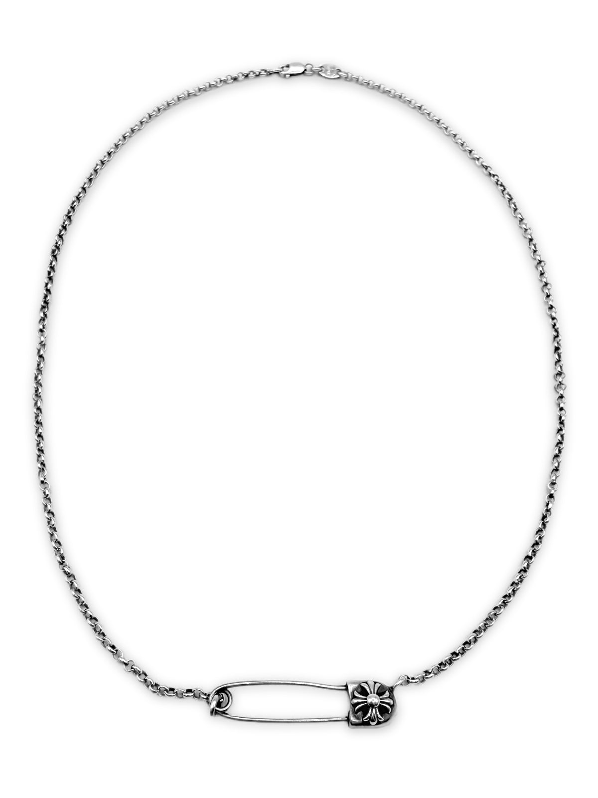 Chrome Hearts Safety Pin .925 Silver Roll Chain Necklace